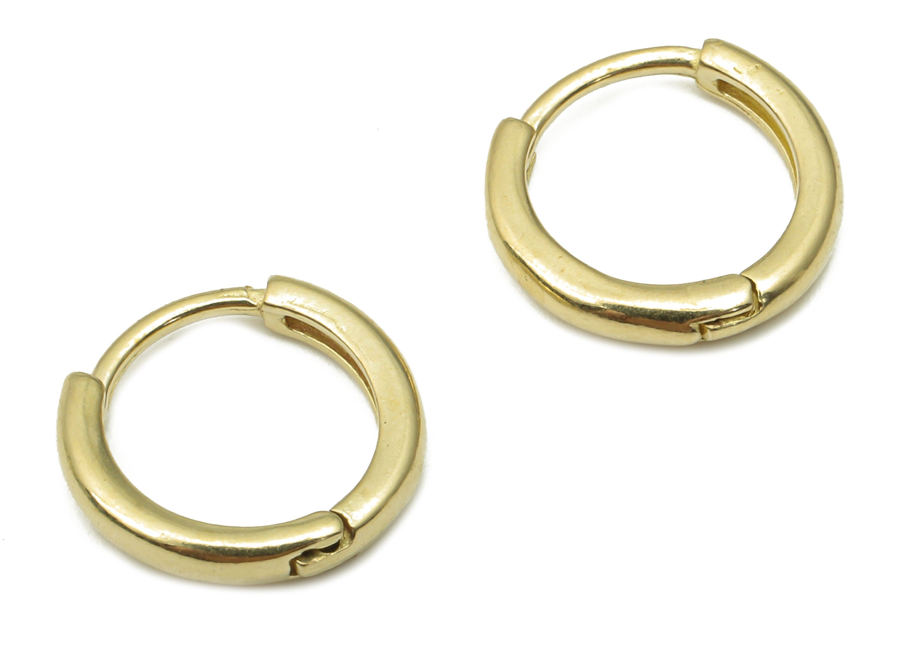 Raw Brass Round Hoop Earrings -Brass Huggie Hoop Earring - Leverback Ear Wire Hooks - Jewelry Making Supplies -11.73x11.73x1.96mm - PP7483 - DOMEDBAZAAR