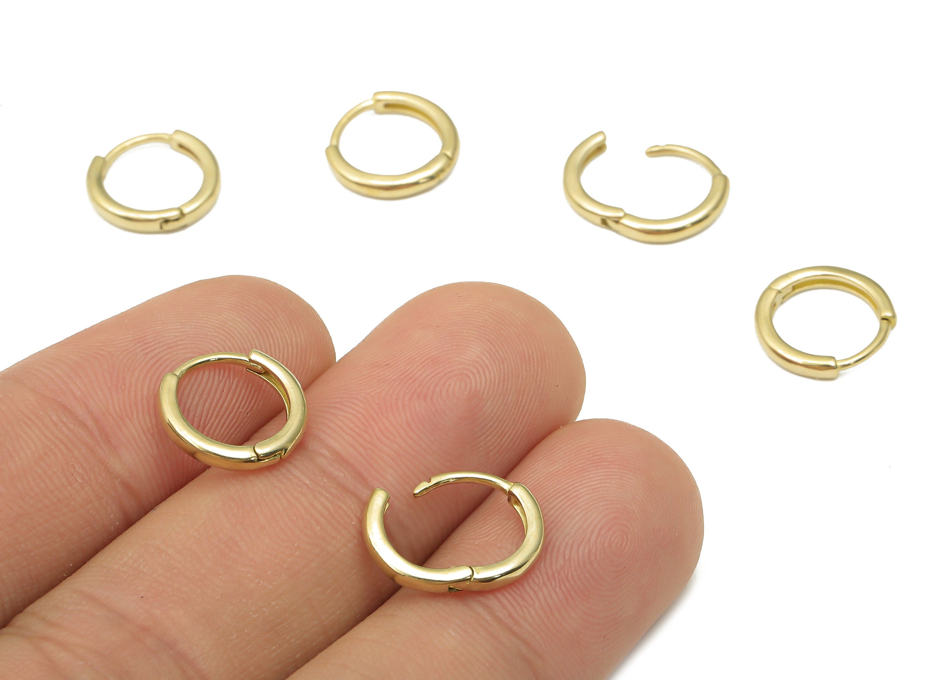Raw Brass Round Hoop Earrings -Brass Huggie Hoop Earring - Leverback Ear Wire Hooks - Jewelry Making Supplies -11.73x11.73x1.96mm - PP7483 - DOMEDBAZAAR