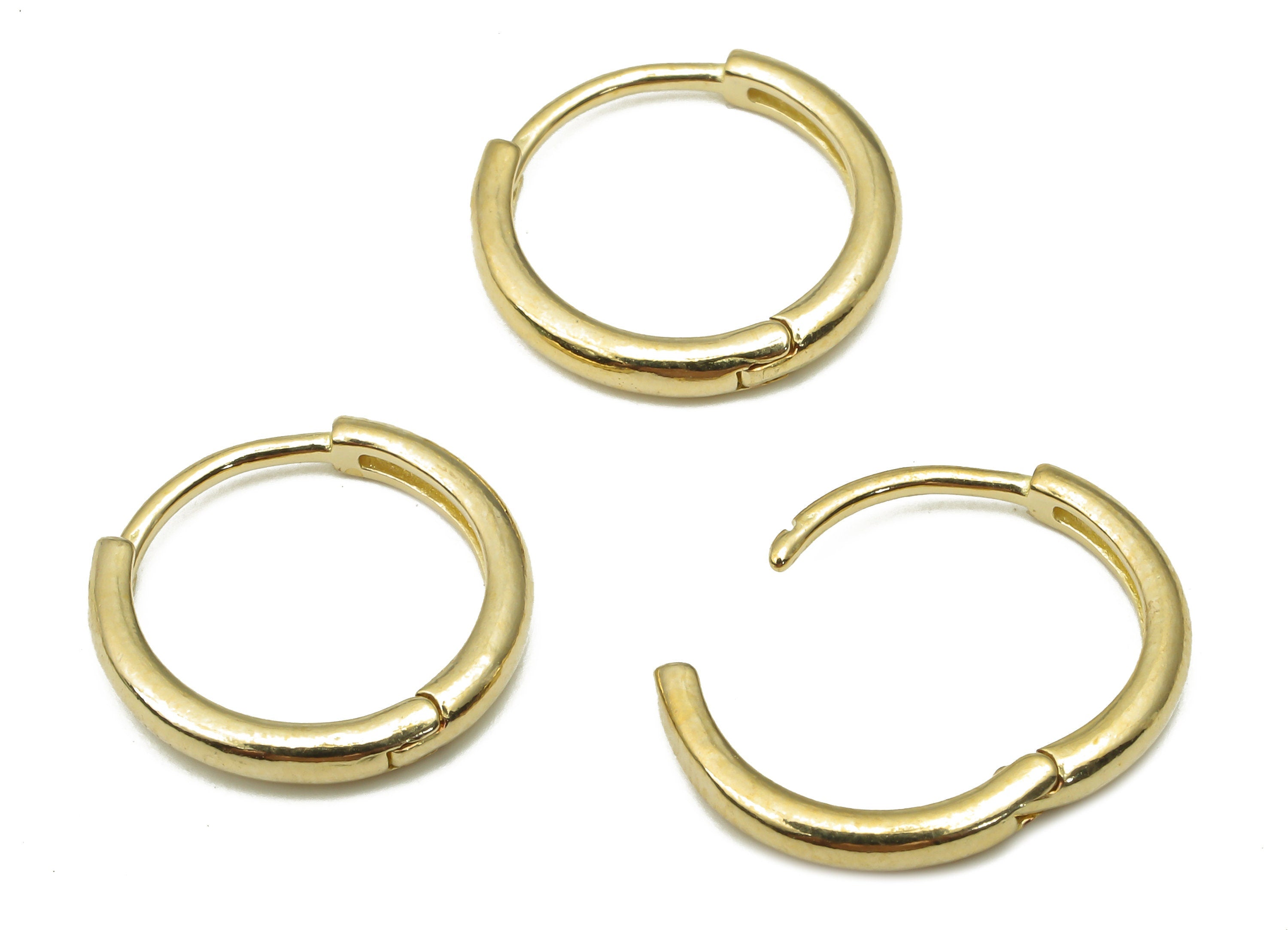 Brass Round Huggie Hoop Earring - Raw Brass Circle Hoop Earrings - Dainty Earrings - Jewelry Making Supplies - 13.82x13.82x1.92mm - PP7488 - DOMEDBAZAAR