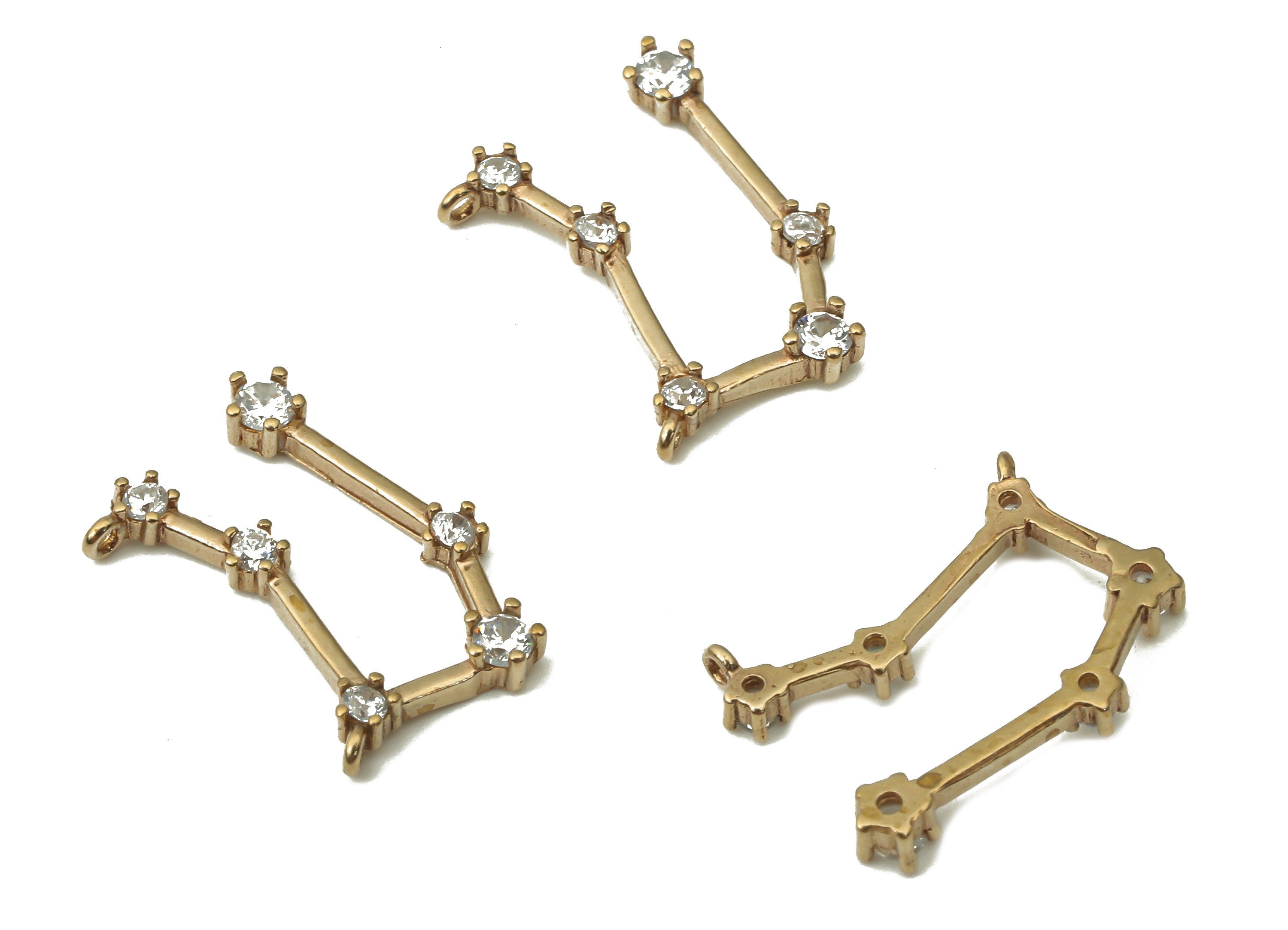 Zodiac Signs Charms - Brass CZ Zodiac Charms - Gemini Zodiac Constellation Connectors Charm - Celestial Jewelry -15.07x10.16x1.9mm- PP7459 - DOMEDBAZAAR
