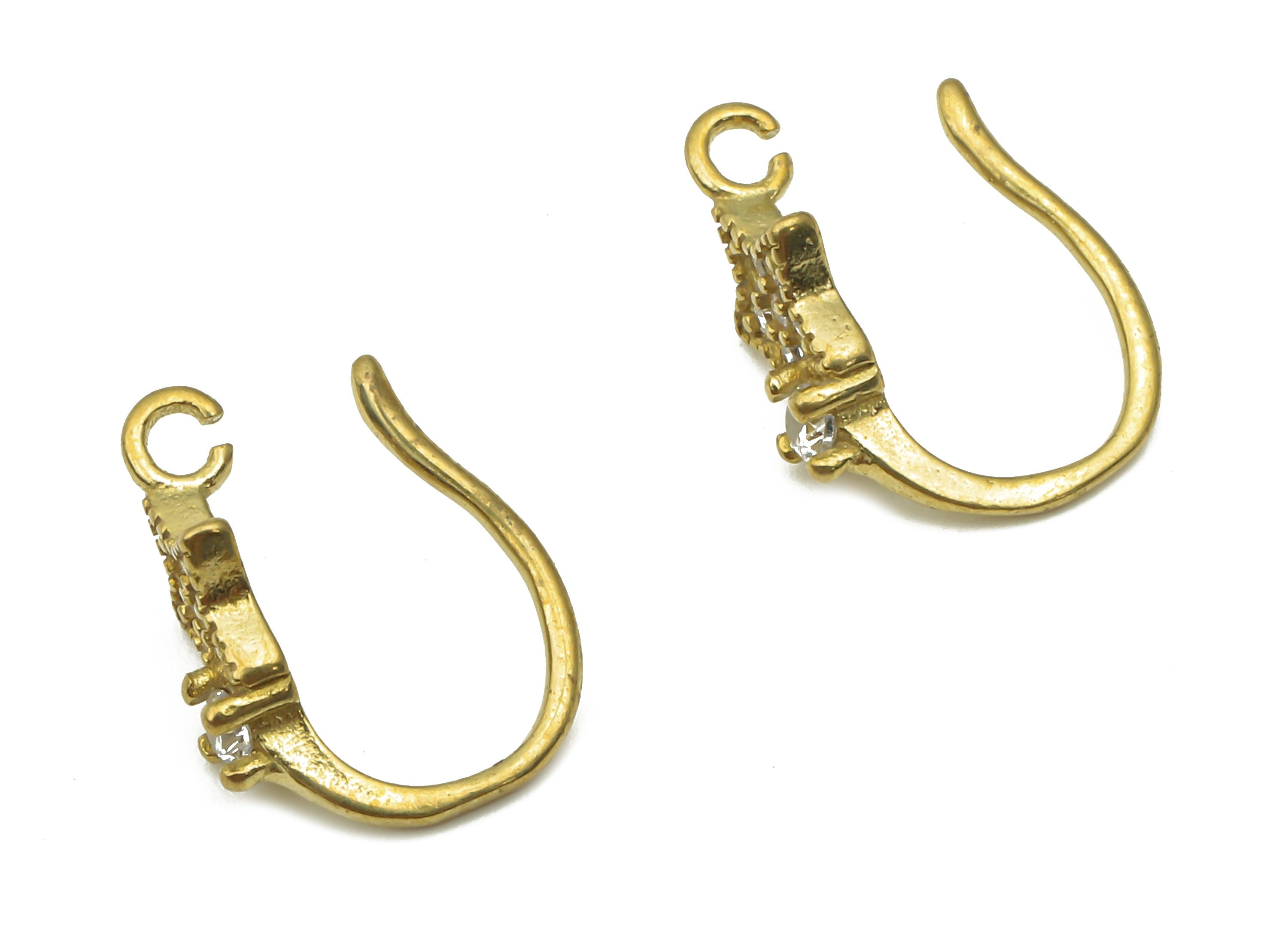 Raw Brass Ear Wires with Star Adornment - Zircon Ear Wires - Brass Wires Open Rings - Jewelry Making Supplies - 13.77x10.58x1.38mm - PP7505 - DOMEDBAZAAR