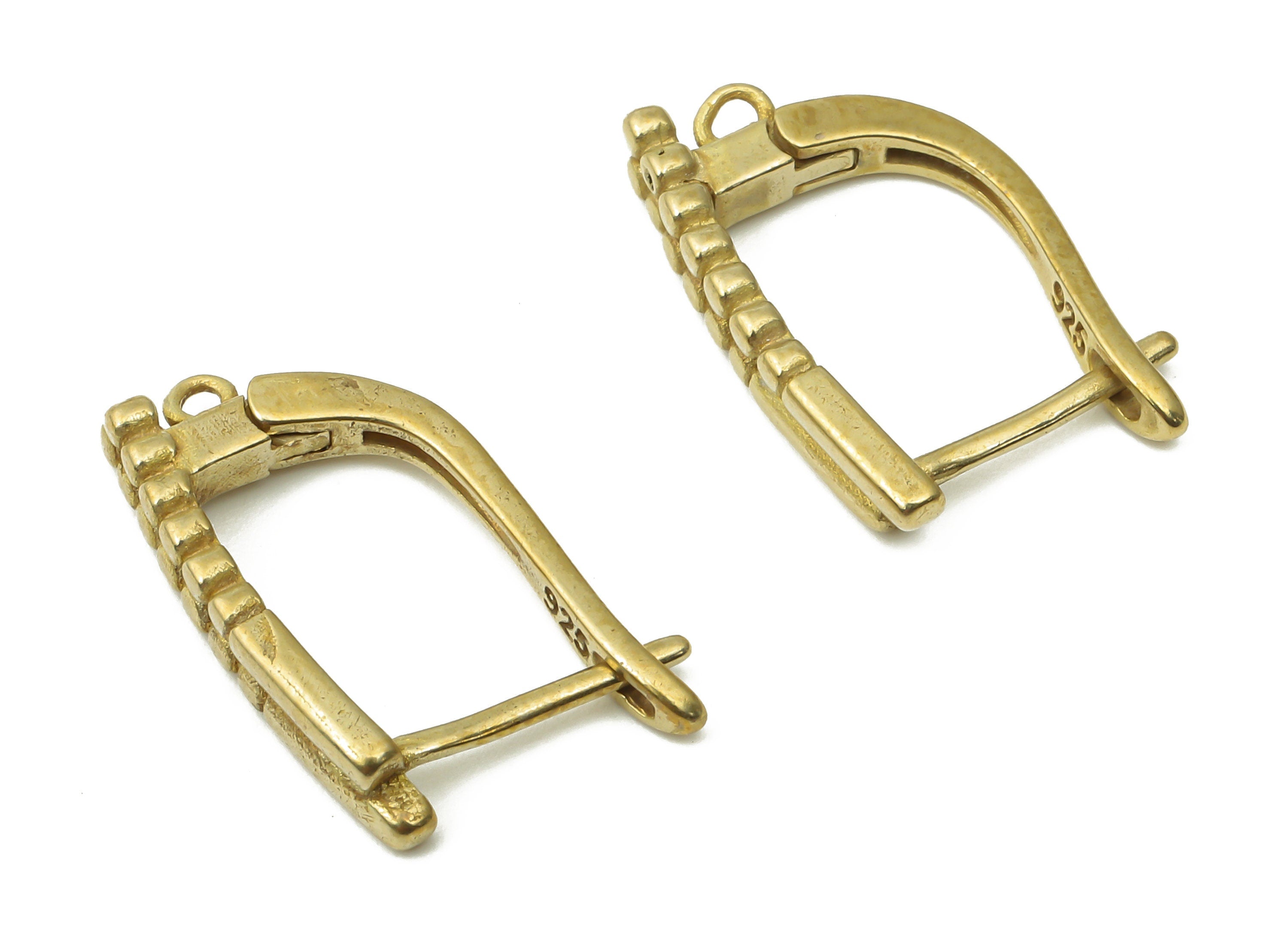 Brass Zircon Huggie Hoop With Loop Earrings - Raw Brass Earrings Zircons - Jewelry Making Supplies - 17.75x11.54x1.44mm - PP7516 - DOMEDBAZAAR