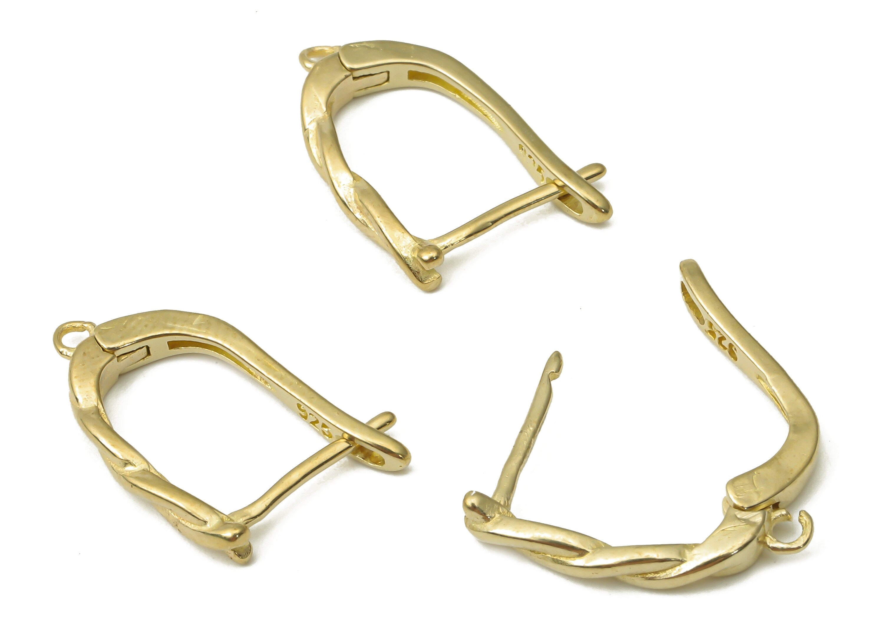 Raw Brass Twisted Stud Earrings - Brass Leverback Stud Earrings - Brass Earring Findings - Jewelry Making Supplies - 19.12x11.72x1.3- PP7520 - DOMEDBAZAAR