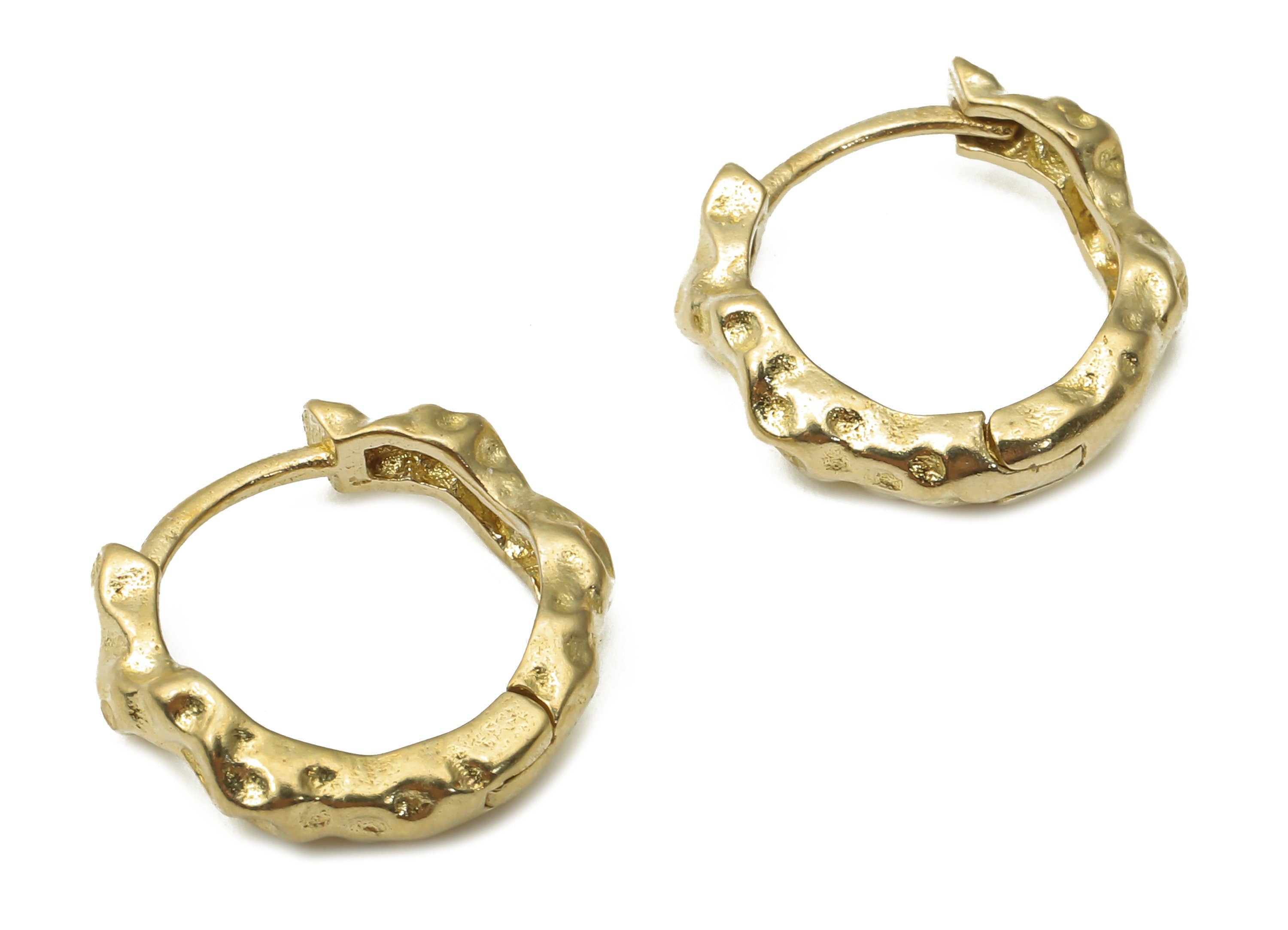 Raw Brass Huggie Hoop Earrings - Brass Textured Leverback Stud Earrings - Geometric Hoop Earrings - Jewelry Supplies - 14x14x2.2mm - PP7539 - DOMEDBAZAAR