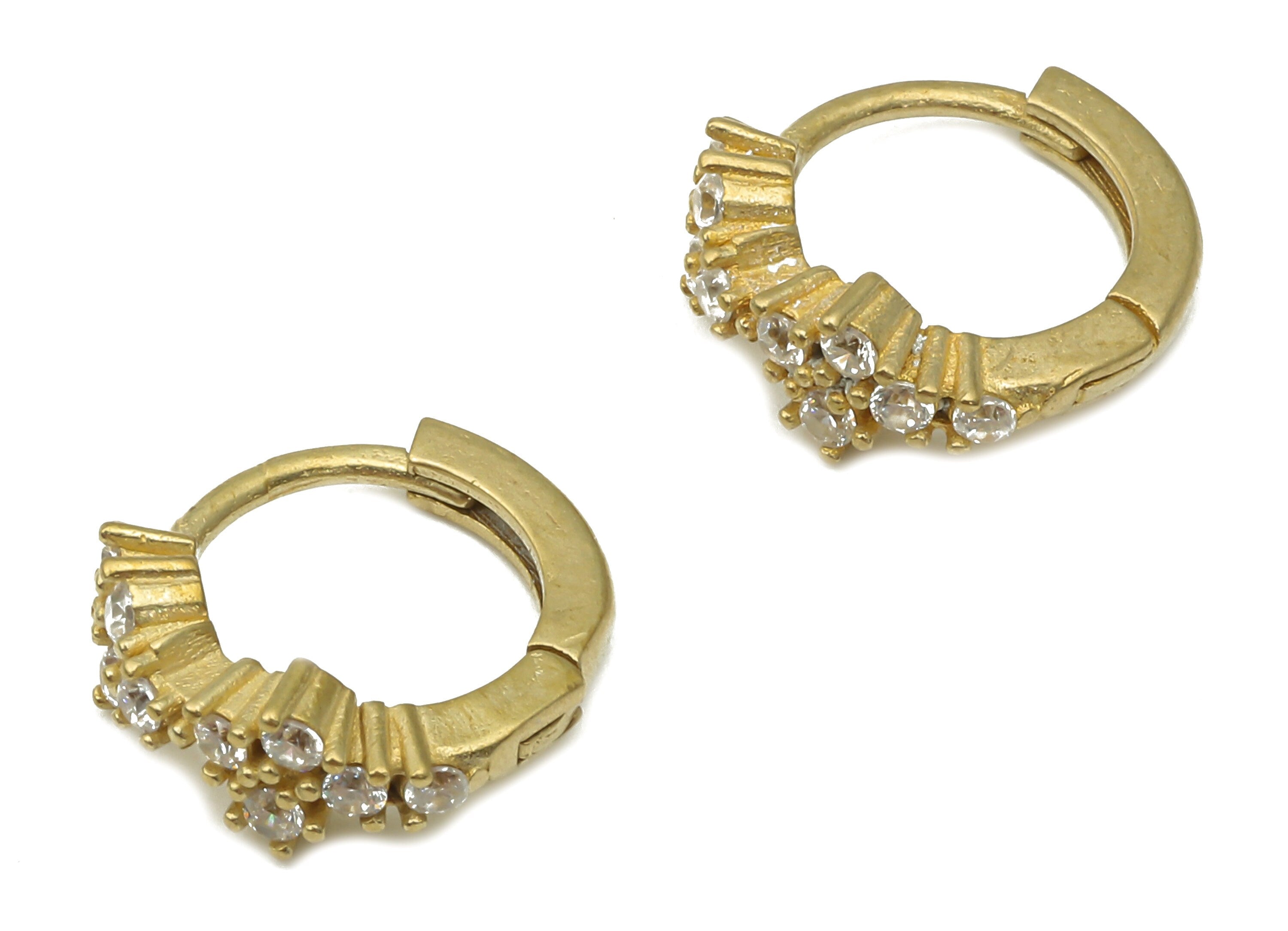 Raw Brass Round Hoop Earrings - Brass Leverback Stud Earrings with Zircon - Earring Findings - Jewelry Supplies -12.24x11.53x2.63mm- PP7547 - DOMEDBAZAAR