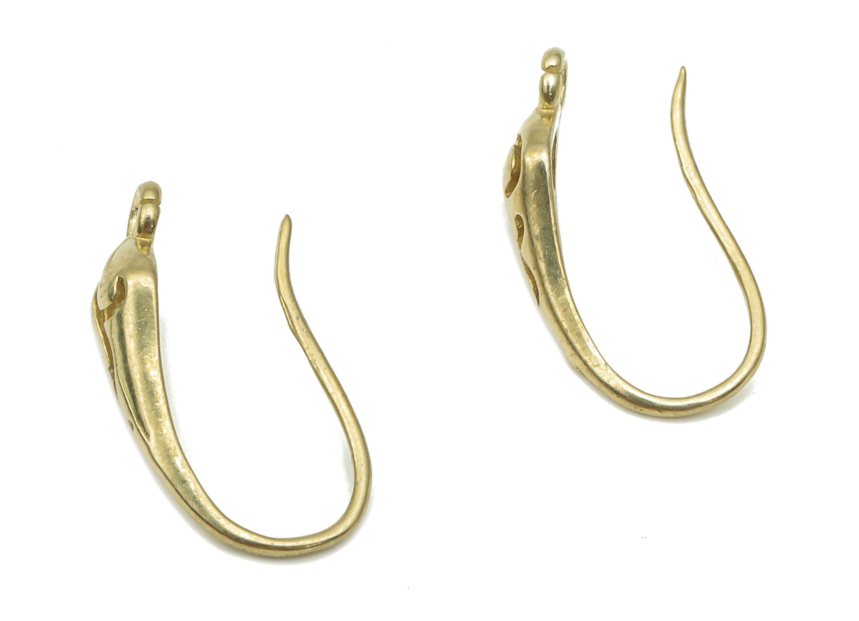 Raw Brass Ear Wires - Brass Earrings Ear Hooks - Ear Wire - Jewelry Making Supplies - Brass Laser Cut Earrings - 16.35x6.8x11.67mm - PP7508 - DOMEDBAZAAR