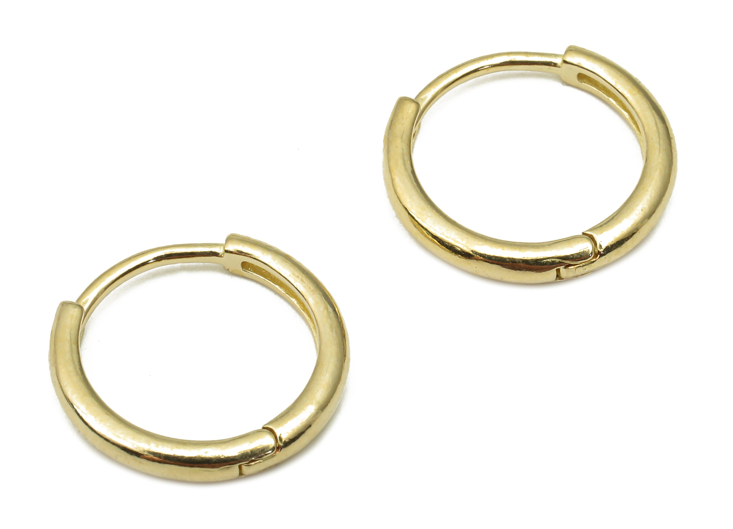 Brass Round Huggie Hoop Earring - Raw Brass Circle Hoop Earrings - Dainty Earrings - Jewelry Making Supplies - 14.9x14.9x2.56mm-PP7486 - DOMEDBAZAAR