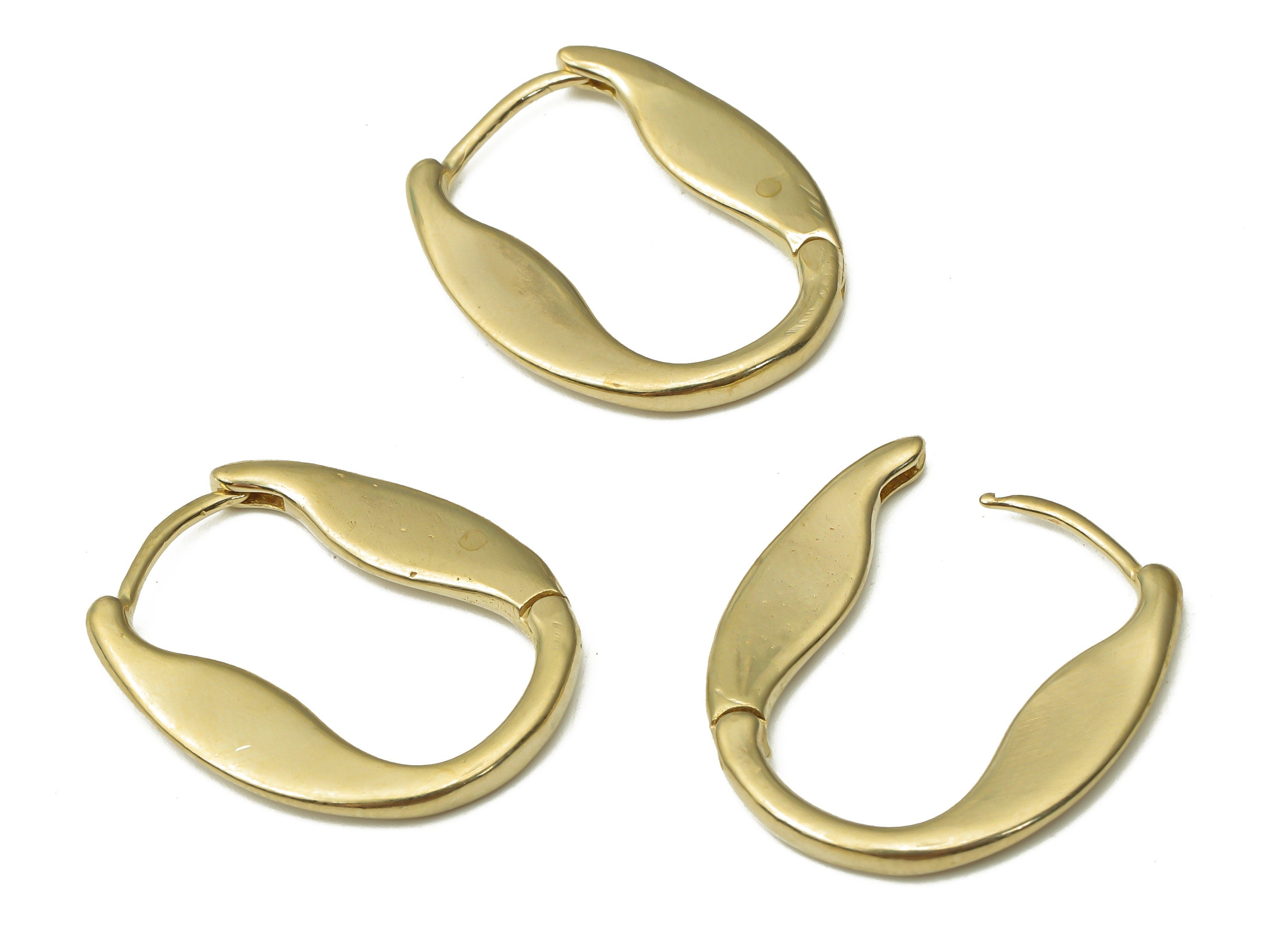 Raw Brass Oval Hoop Earrings - Brass Oval Leverback Stud Earrings - Earring Findings - Jewelry Making Supplies - 22.97x18.8x1.3mm - PP7567 - DOMEDBAZAAR