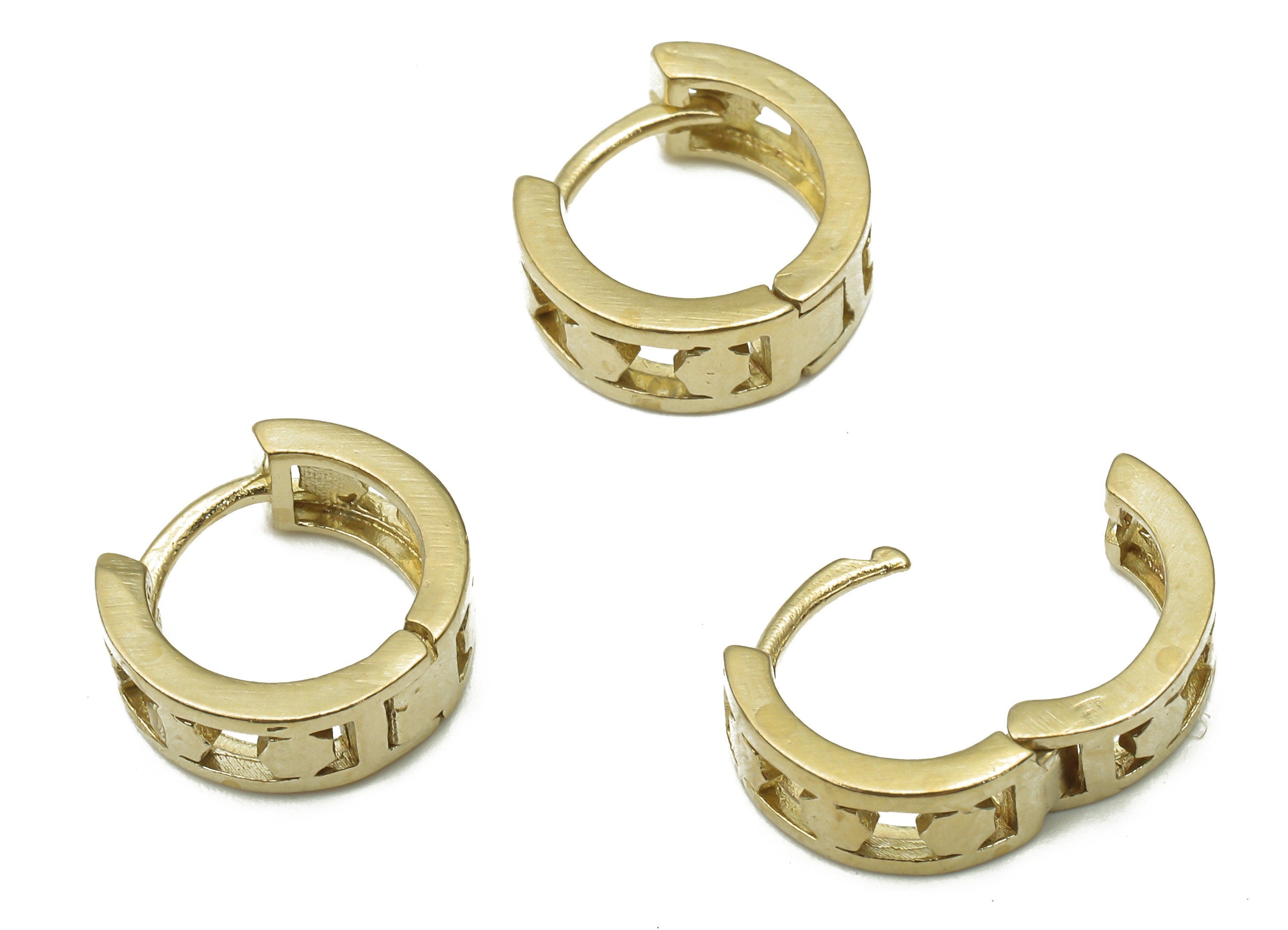 Brass Round Hoop Earrings - Raw Brass Hexagon Hoops Huggie Earring - Dainty Stud Earrings - Jewelry Supplies - 12.05x12.05x1.66mm - PP7591 - DOMEDBAZAAR