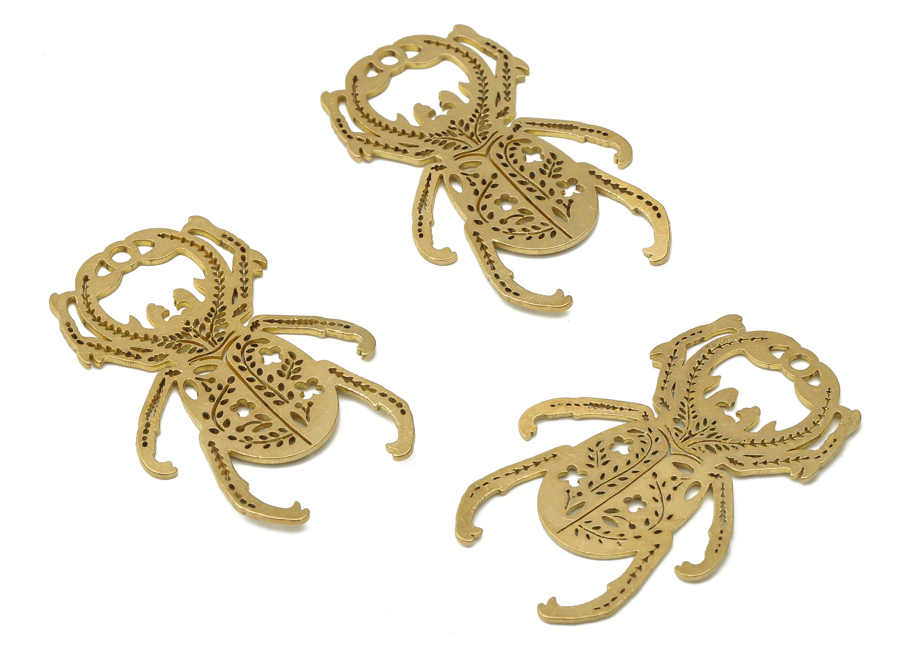 Raw Brass Spider Charm - Brass Spider Flower Earring Charm - Laser Cut Charm - Brass Animal Charm -Jewelry Supplies -39x23.4x0.75mm- PPA3913 - DOMEDBAZAAR