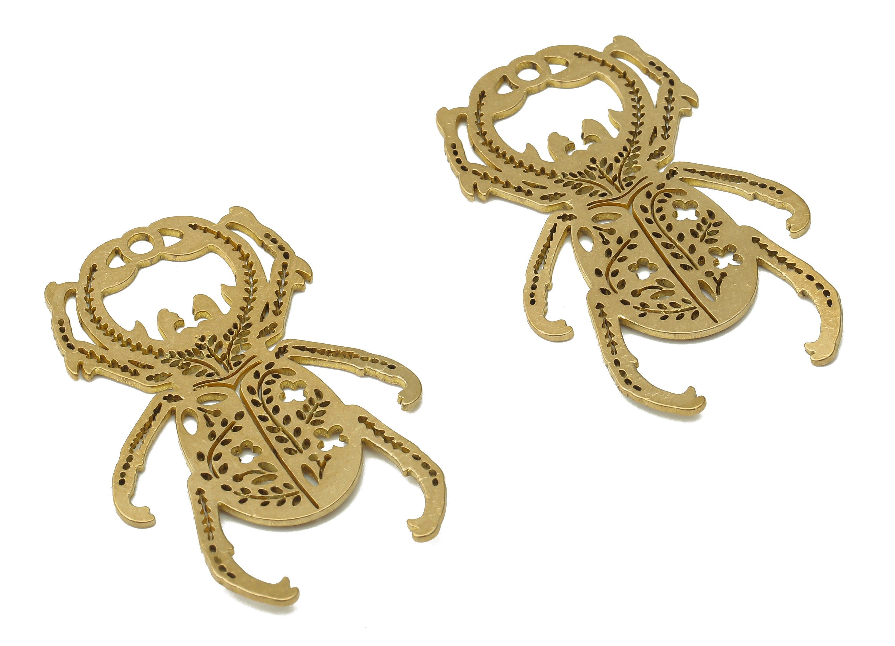 Raw Brass Spider Charm - Brass Spider Flower Earring Charm - Laser Cut Charm - Brass Animal Charm -Jewelry Supplies -39x23.4x0.75mm- PPA3913 - DOMEDBAZAAR