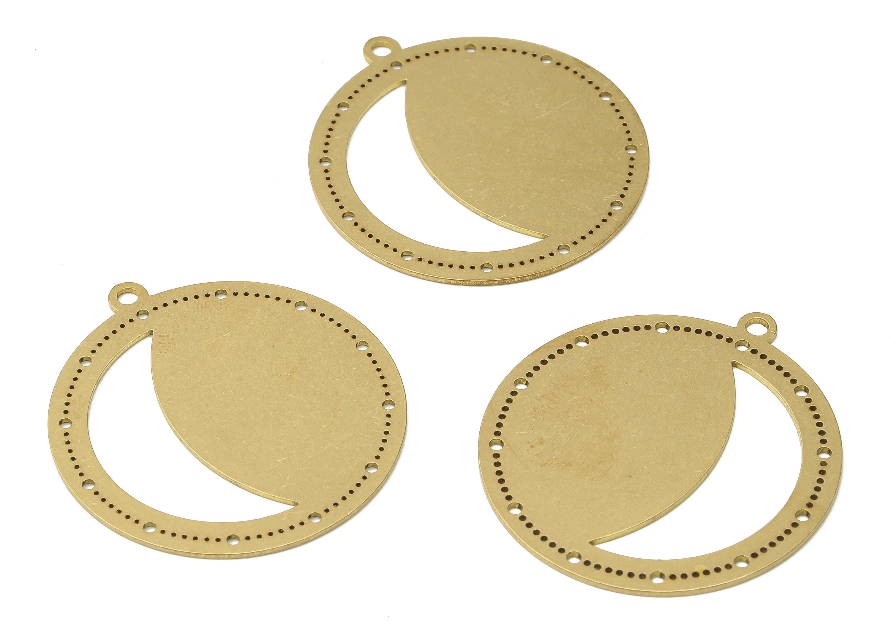 Brass Round Crescent Earrings Charm - Moon Pendant Charms - Laser Cut Charms - Jewelry Making Supplies -34.69x31.91x0.71mm- PPA4020 - DOMEDBAZAAR