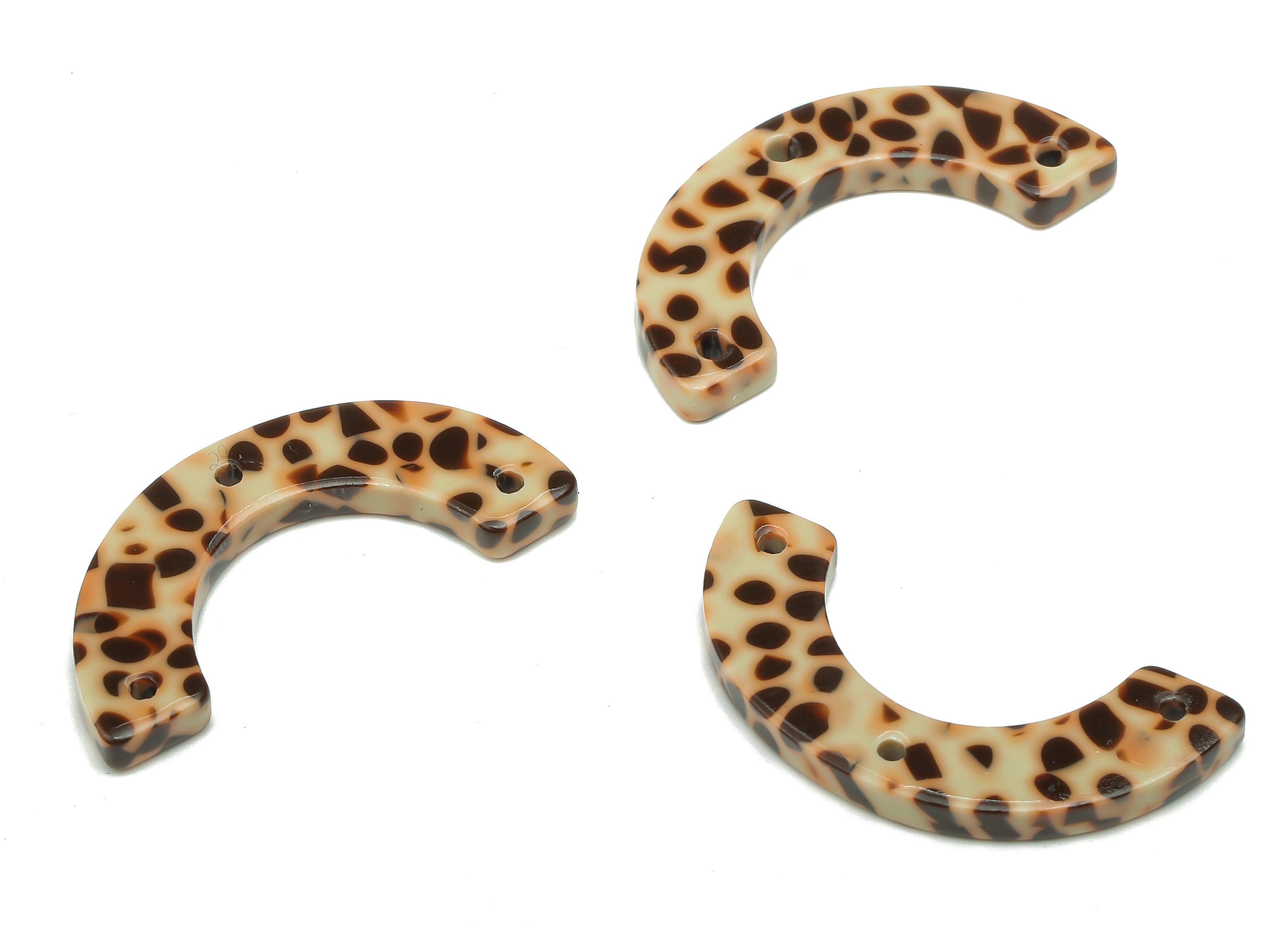 Acetate Arrow Connector - Leopard Earrings Connector - U Shaped Charm with 3 Holes - Color Code: A829 -28.95x13.70x2.69mm- AC1355-A829 - DOMEDBAZAAR