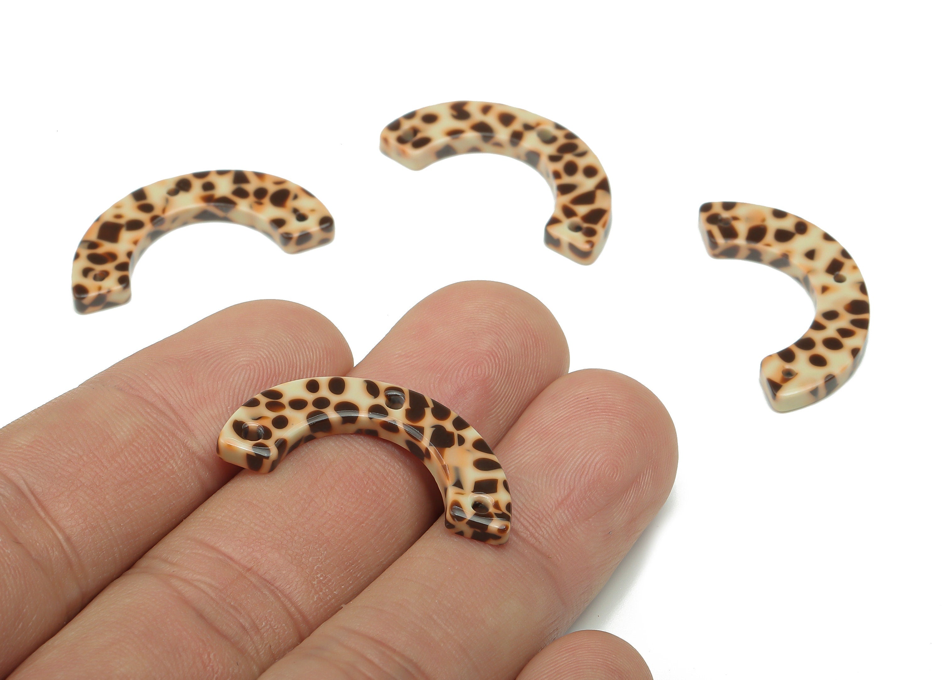 Acetate Arrow Connector - Leopard Earrings Connector - U Shaped Charm with 3 Holes - Color Code: A829 -28.95x13.70x2.69mm- AC1355-A829 - DOMEDBAZAAR