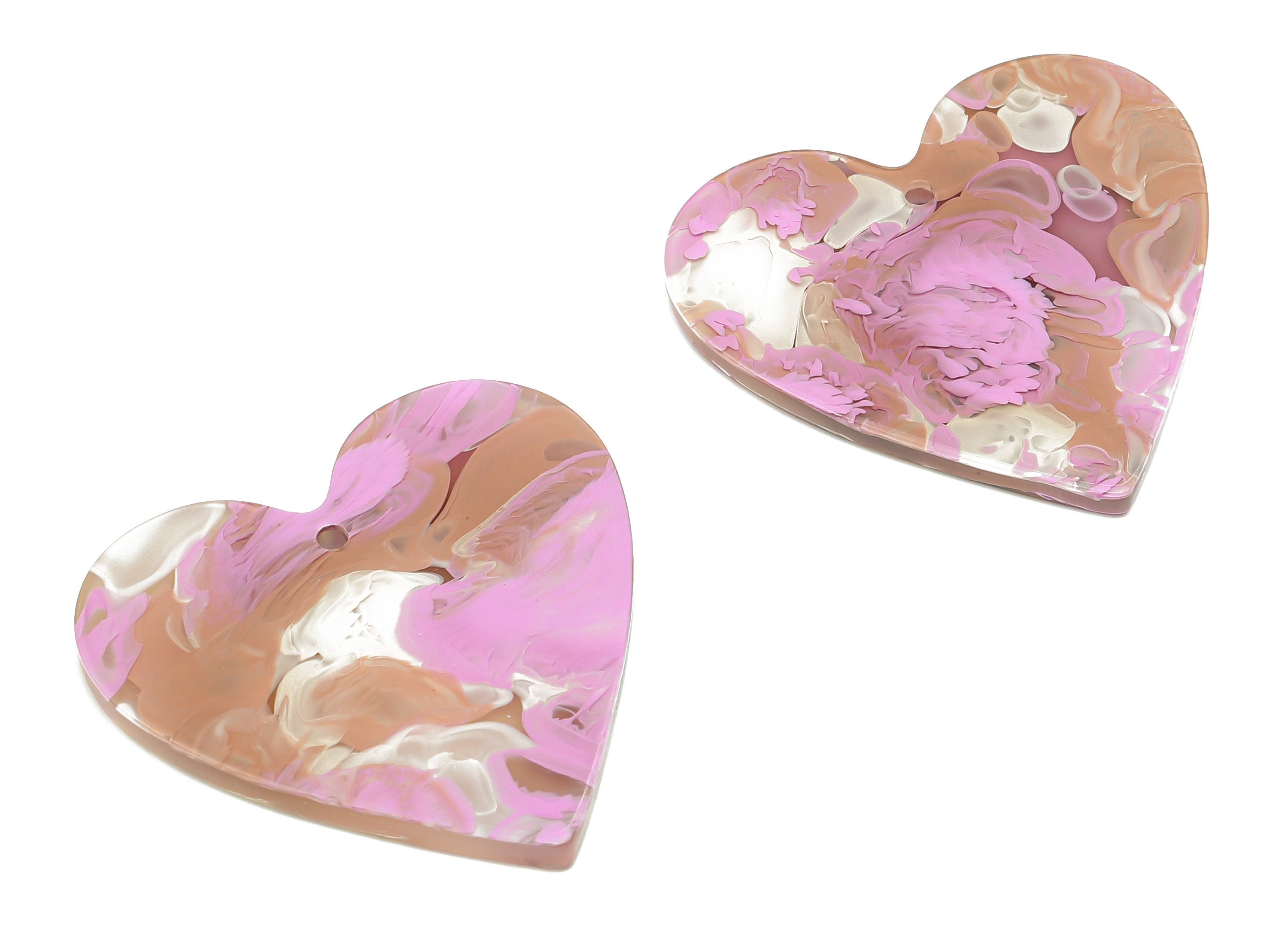 Acrylic Heart Earring Charms - Purple Heart Pendant Charm - Earring Findings - Color Code: A582 - 31.92x31.22x2.53mm - AC1431-A582 - DOMEDBAZAAR