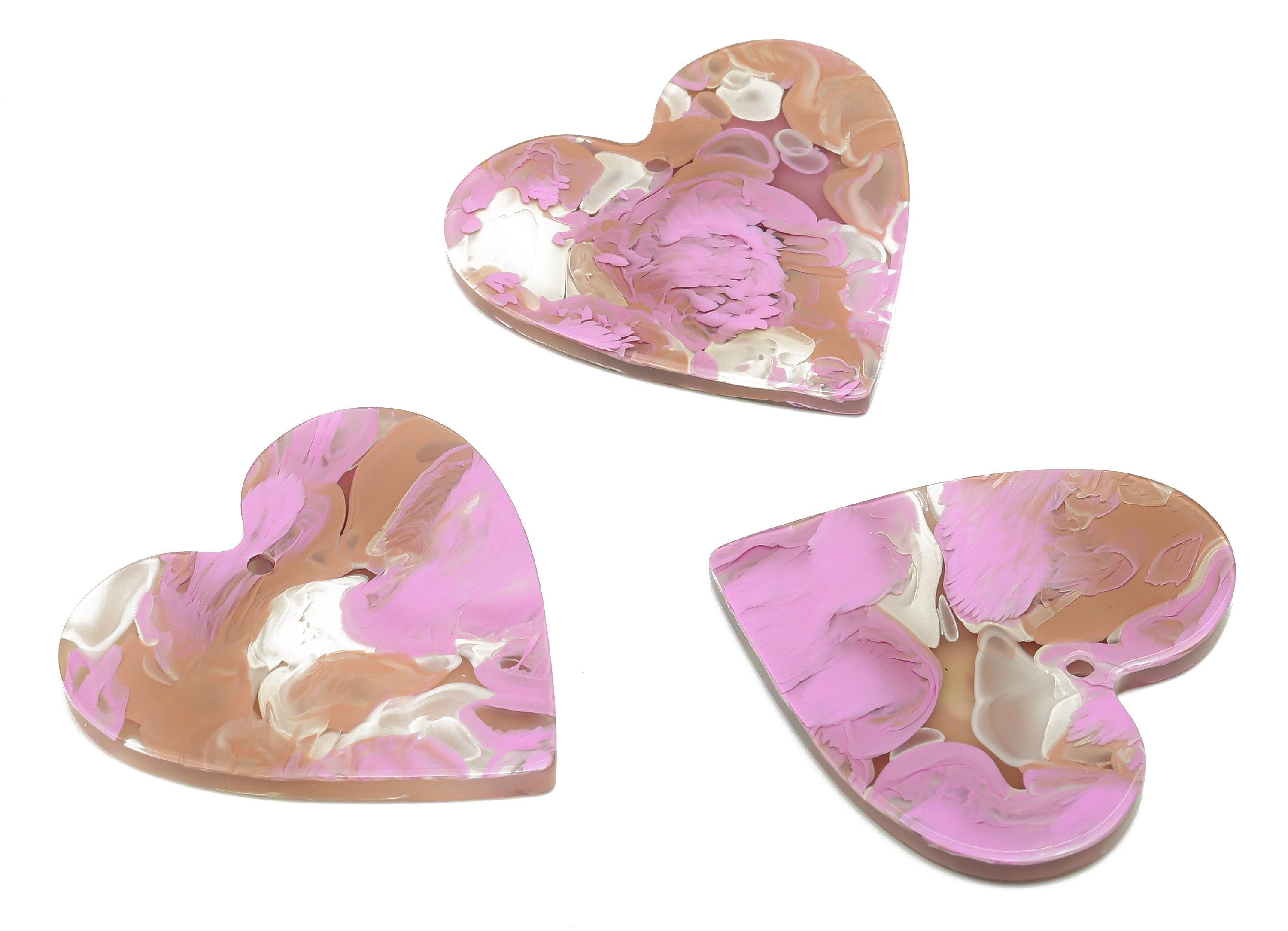 Acrylic Heart Earring Charms - Purple Heart Pendant Charm - Earring Findings - Color Code: A582 - 31.92x31.22x2.53mm - AC1431-A582 - DOMEDBAZAAR