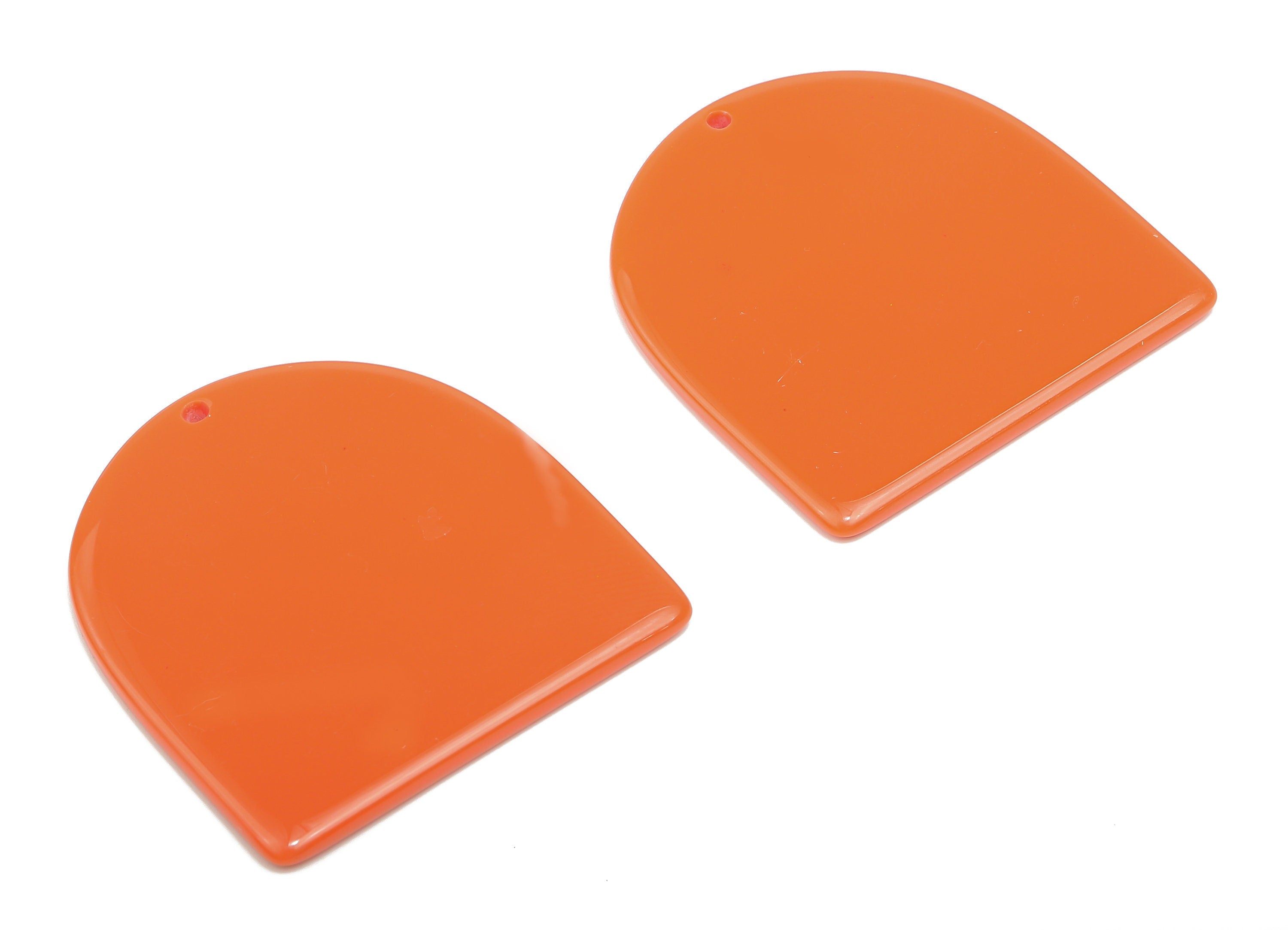 Acrylic Earring Charm - Acrylic Domed Orange Pendant Charm - Earring Finding - Color Code: A808 -37.56x35.49x2.35mm- AC2521-A808 - DOMEDBAZAAR