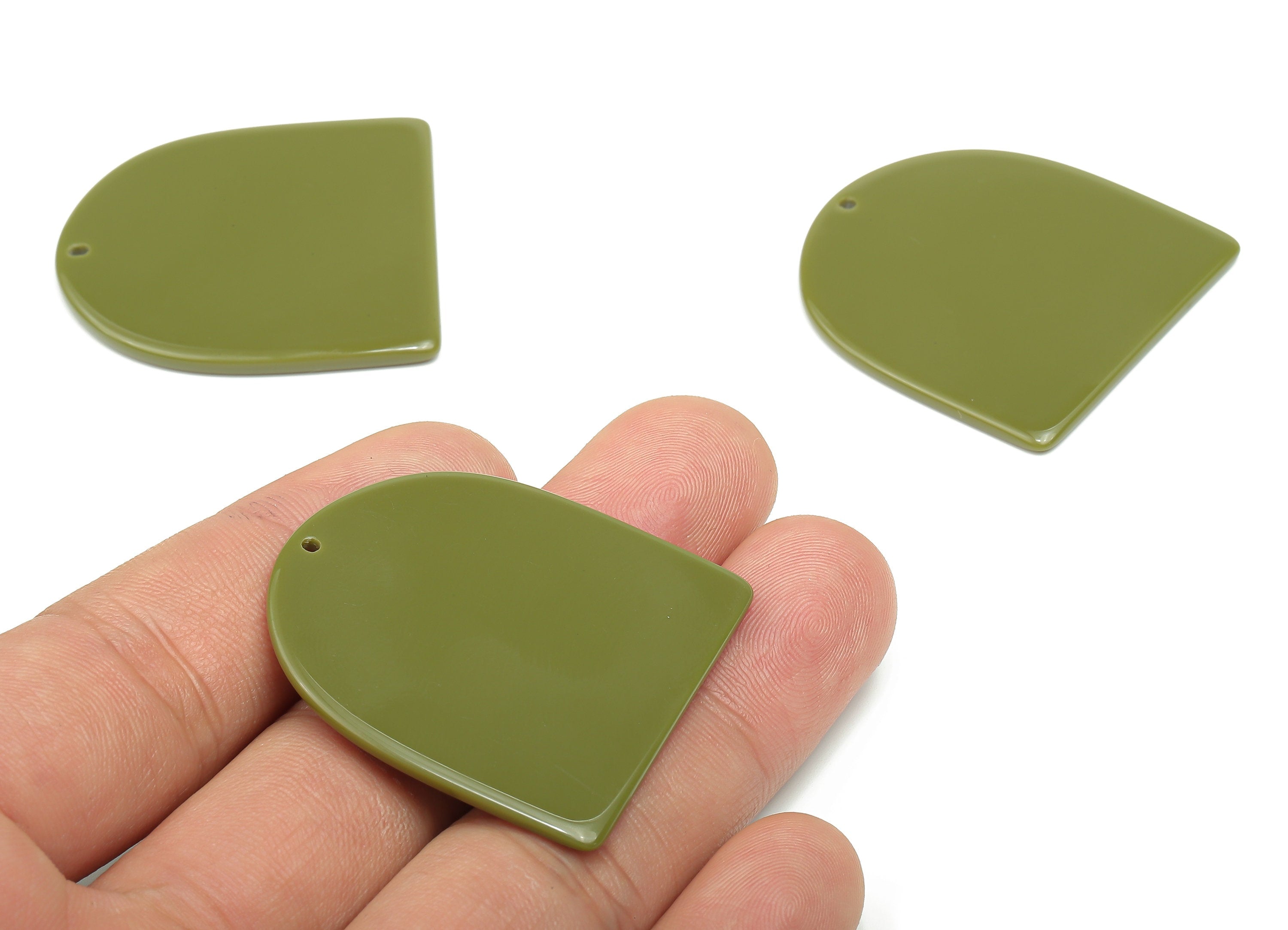 Acrylic Earring Charm - Acrylic Domed Green Pendant Charm - Earring Finding - Color Code: A810 -37.66x35.46x2.05mm- AC2521-A810 - DOMEDBAZAAR