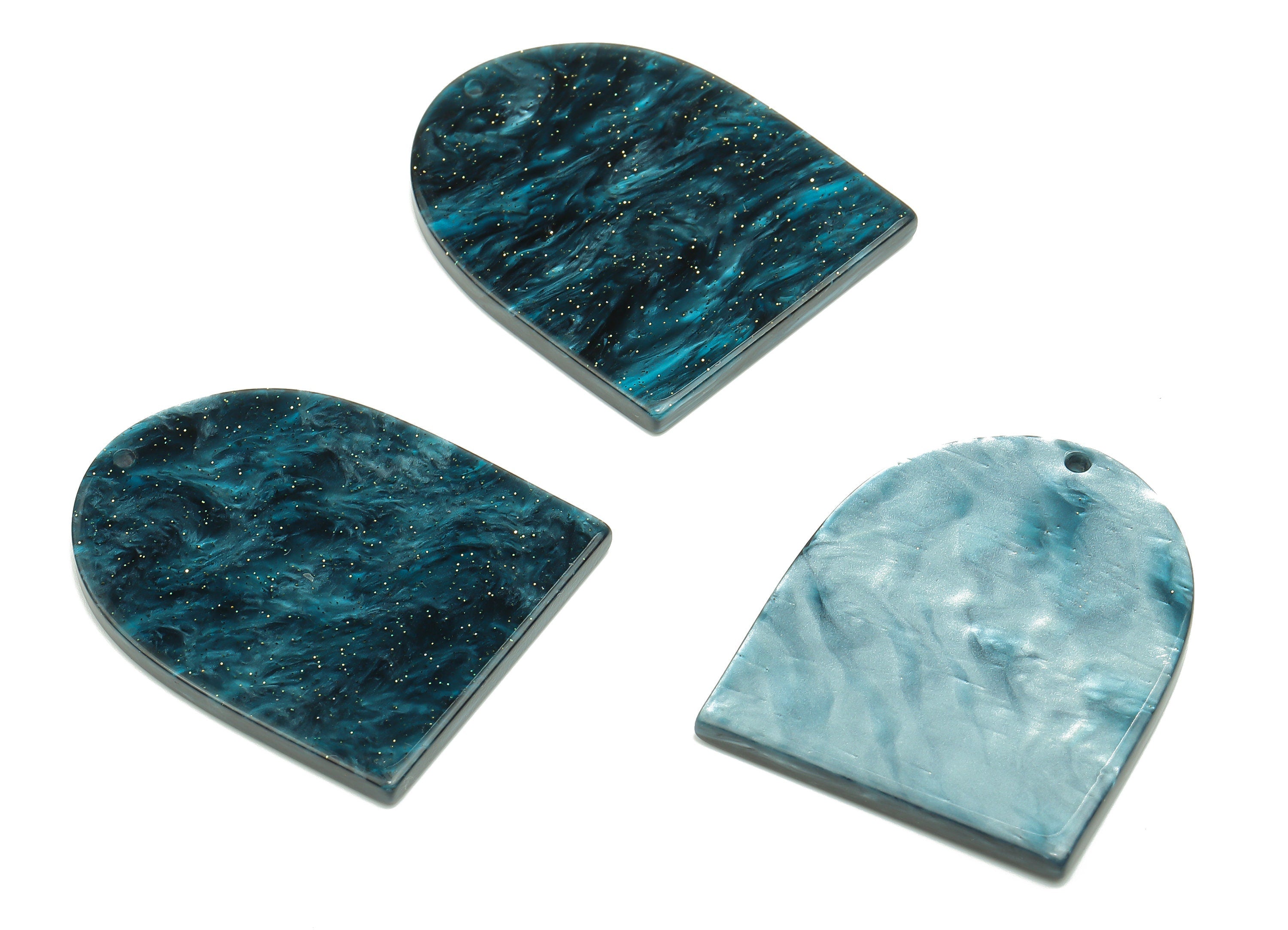 Acrylic Earring Charm - Acrylic Domed Skynight Blue Pendant Charm - Jewelry Supplies - Color Code: A811 -37.54x30.73x2.74mm- AC2522-A811 - DOMEDBAZAAR