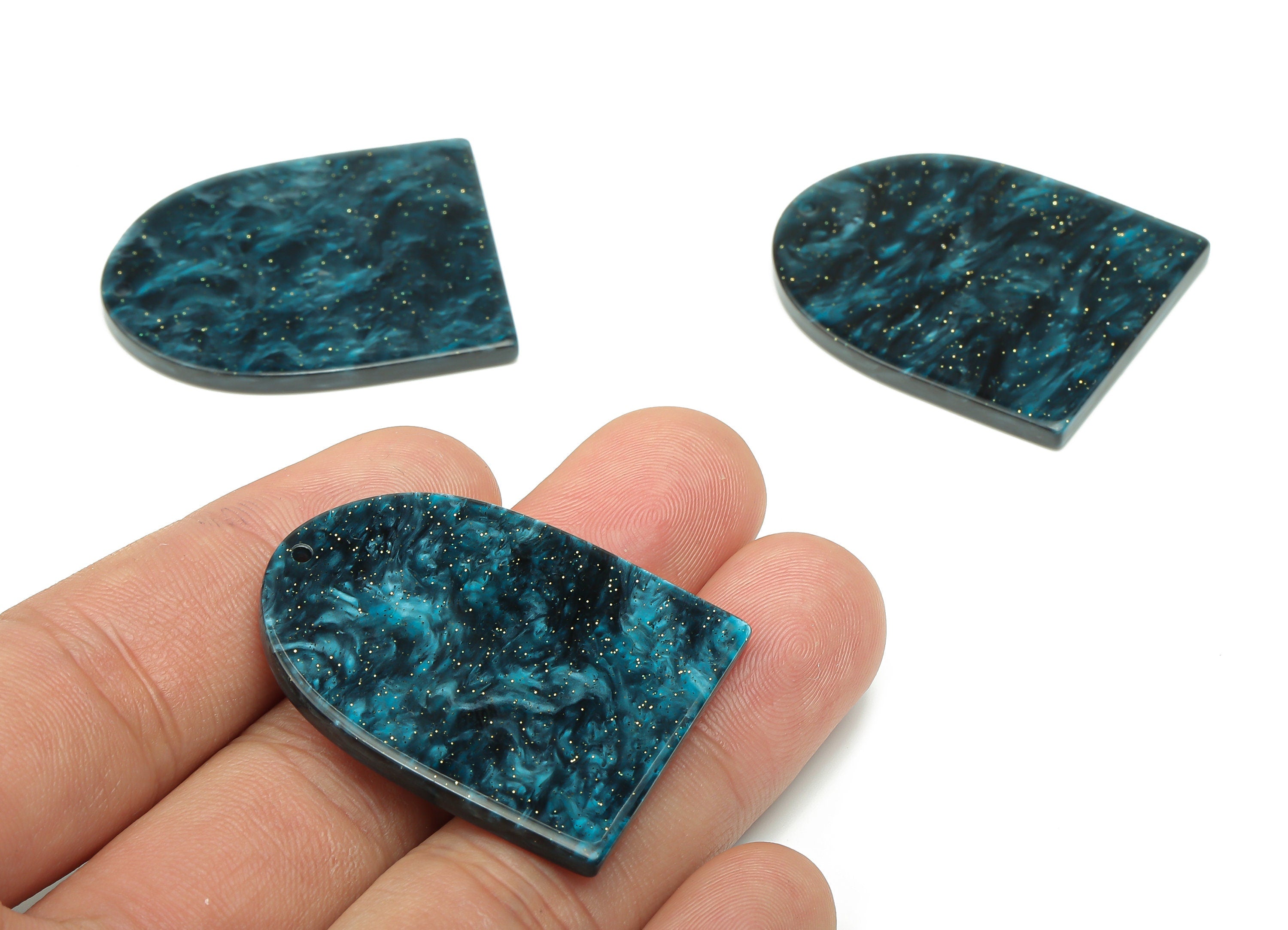 Acrylic Earring Charm - Acrylic Domed Skynight Blue Pendant Charm - Jewelry Supplies - Color Code: A811 -37.54x30.73x2.74mm- AC2522-A811 - DOMEDBAZAAR