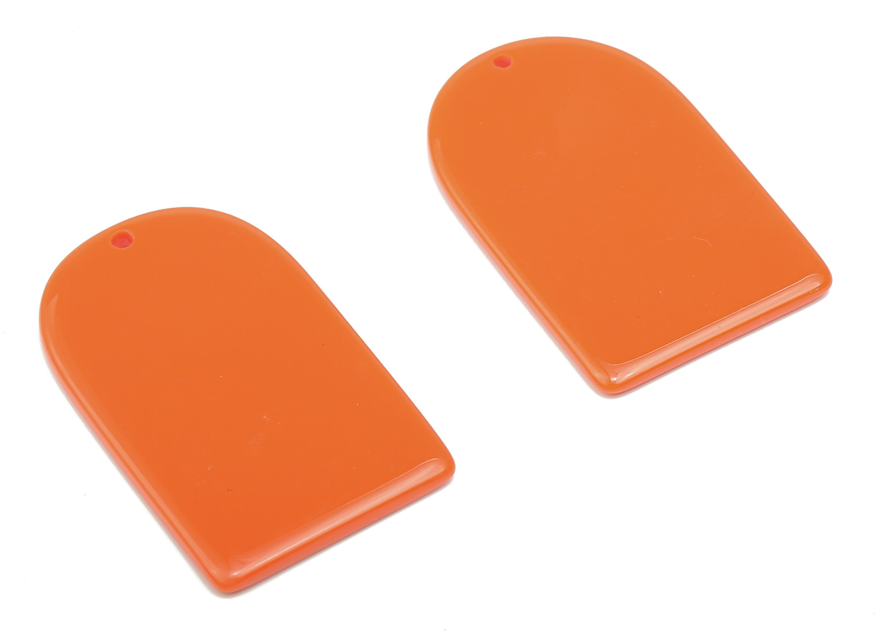 Acrylic Long D Earring Charms - Acrylic Domed Orange Pendant Charm - Color Code: A808 -37.58x25.05x1.91mm- AC2523-A808 - DOMEDBAZAAR