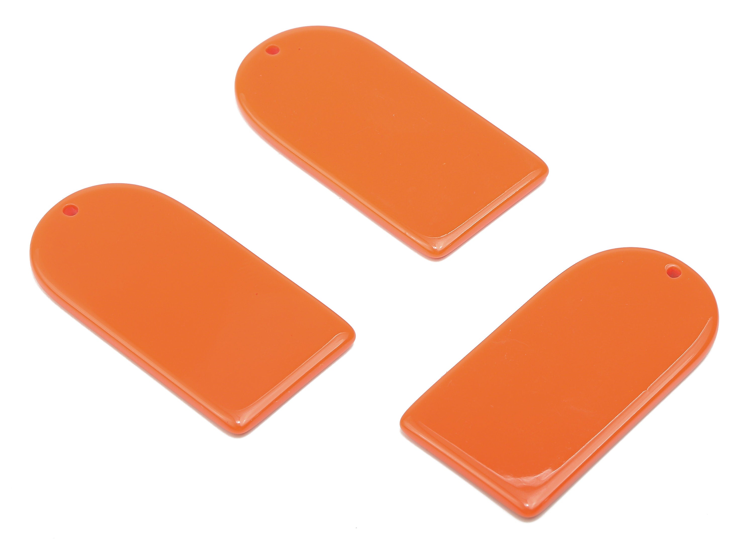 Acrylic Long D Earrings Charm - Acrylic Domed Orange Pendant Charms - Color Code: A808 -37.56x19.15x2.40mm- AC2524-A808 - DOMEDBAZAAR