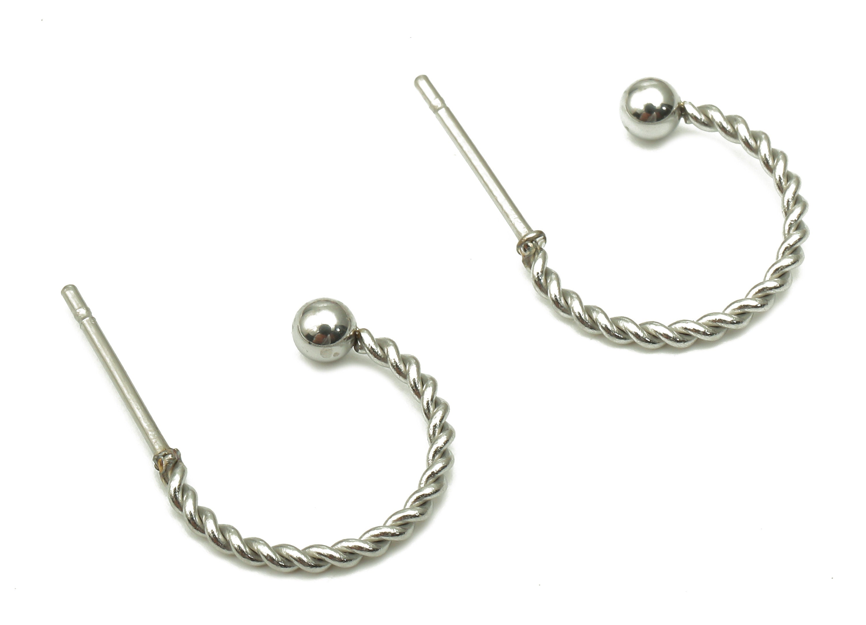 Stainless Steel Earring Twisted Wire - C Earring With Ball - Open Hoop - Earring Findings - Jewelry Supplies - 14.5x13.4x1.22mm- SS1386 - DOMEDBAZAAR
