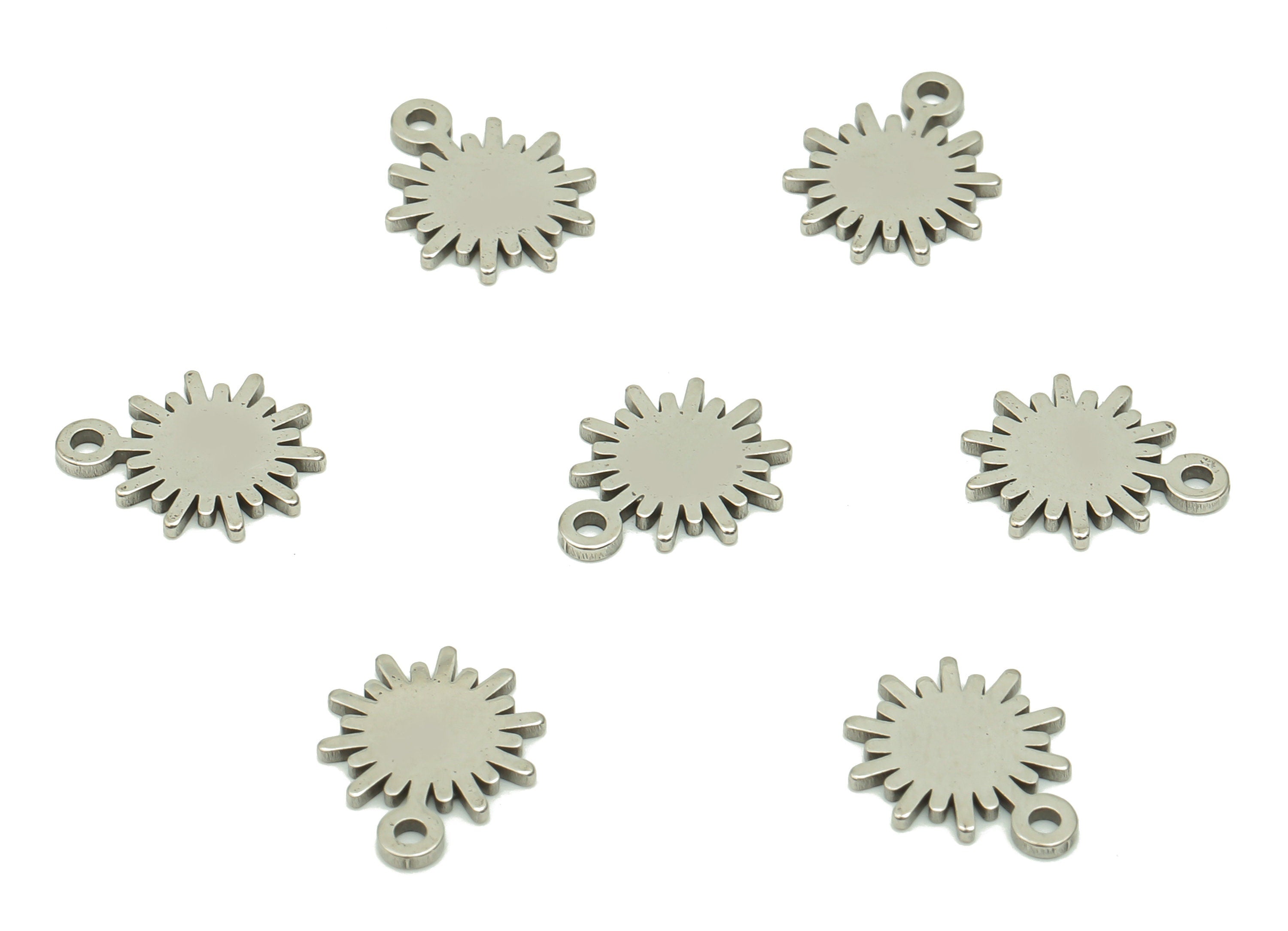 Stainless Steel Mini Sun Earring Charms - Stainless Steel Sunburst Pendant Bracelet Charm - Earring Findings -11.26x8.86x0.79mm- SS1392 - DOMEDBAZAAR