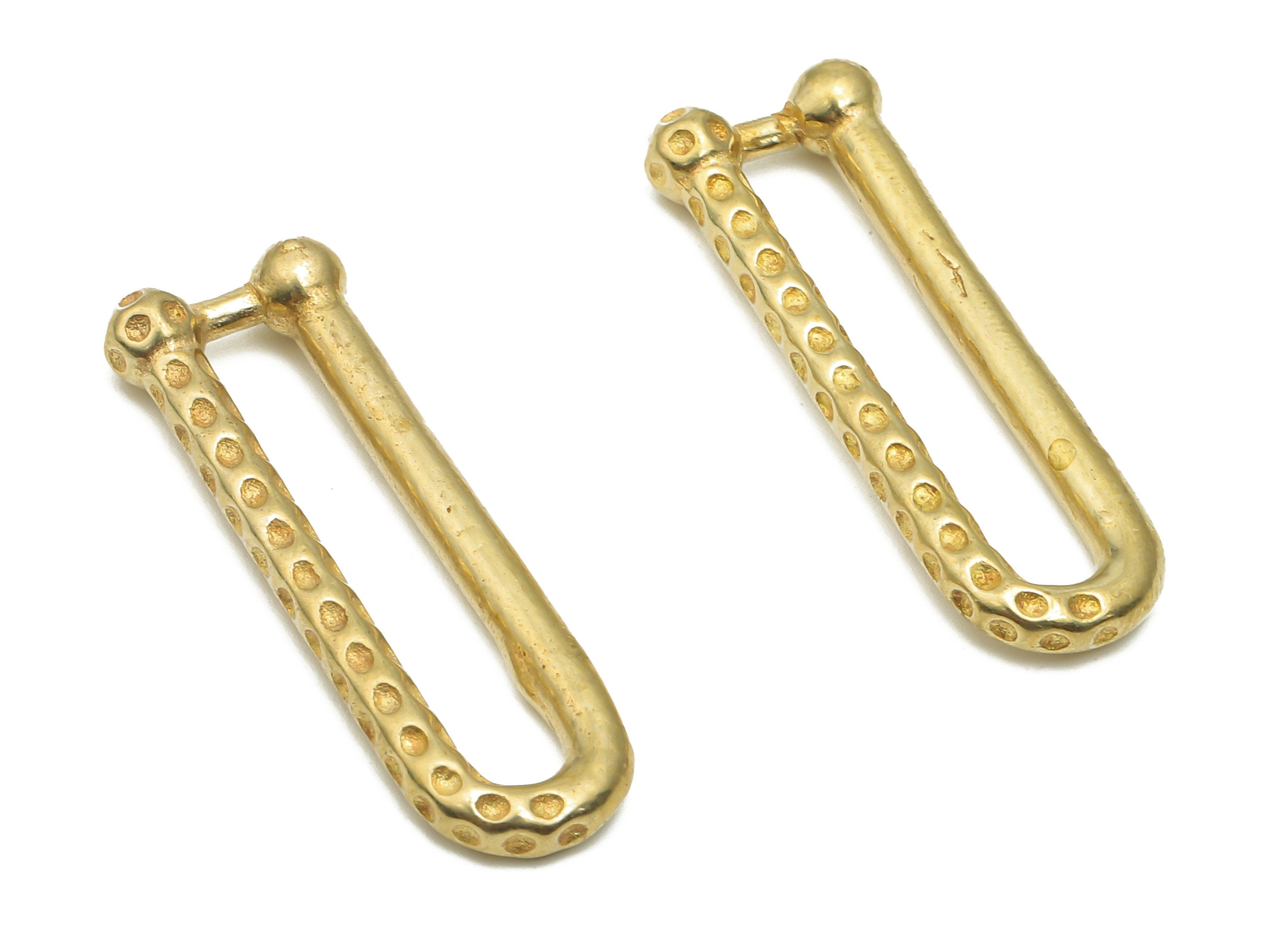 Brass U Link Earrings Charm - Raw Brass Hoop Earrings - Geometric Earrings - Brass U Shaped long Earrings - 29.84x10.25x2.62mm - PP7646 - DOMEDBAZAAR
