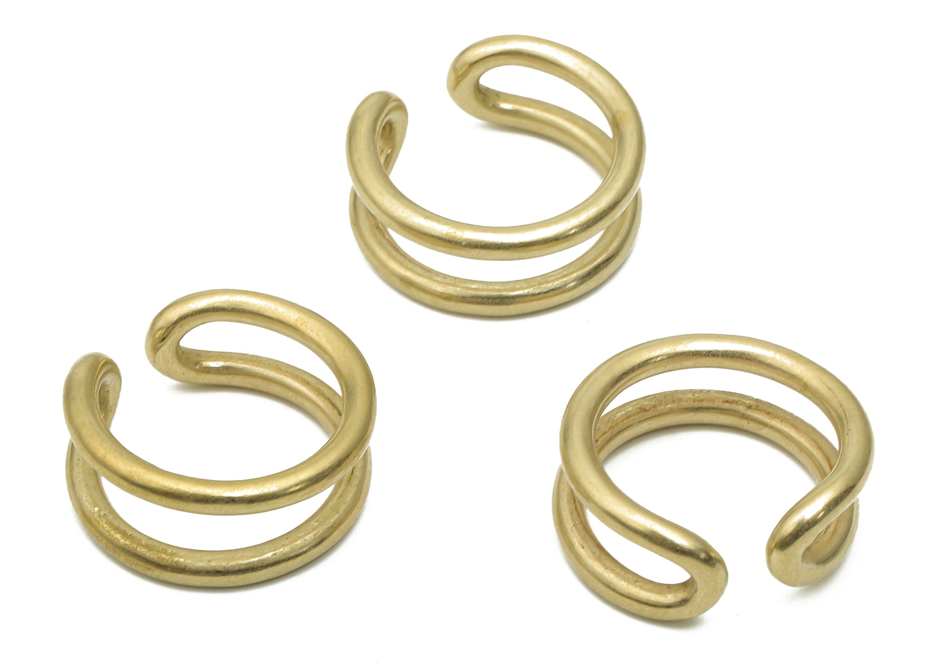 Brass Double Line Ear Cuff - Raw Brass Cuff Earrings - Brass Ear Climber - Brass Earrings - Double Earrings - 23.6x23.6x2.8mm - PP7649 - DOMEDBAZAAR
