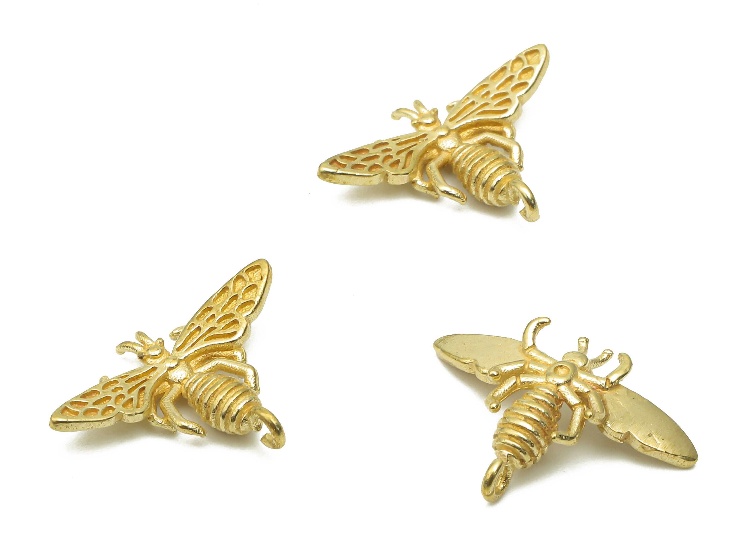 Brass Insect Pendant - Raw Brass Bee Necklace - Brass Fly Pendant - Brass Insect Necklace - Raw Brass Pendant - 16.43x12.2x2.1mm - PP7695 - DOMEDBAZAAR