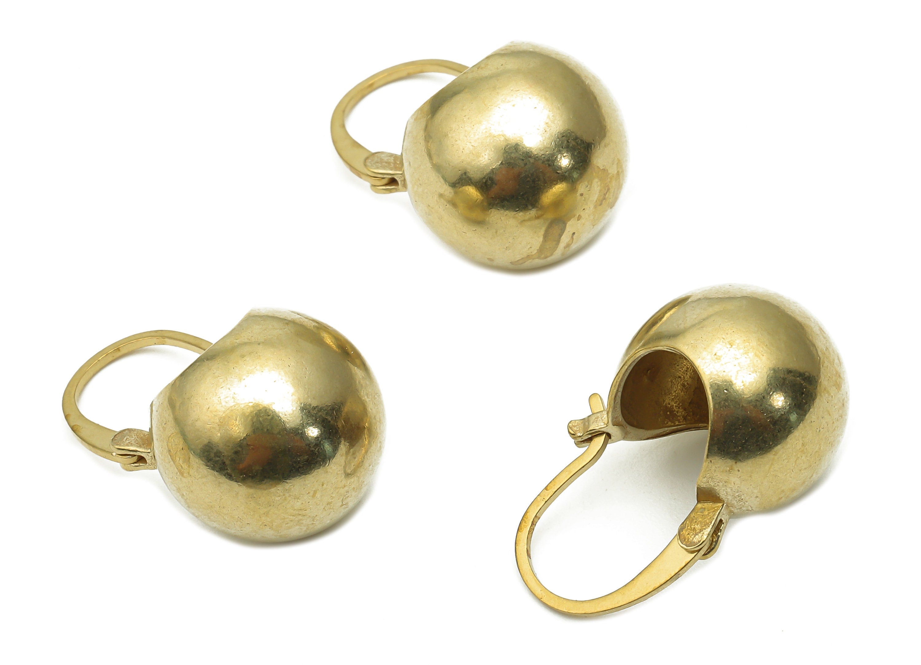 Brass BasketBall Hoop Earring - Raw Brass Ball Clasp Hoop Earrings - Brass Basket Earrings  -23.03x13.29x1.92mm - PP7724 - DOMEDBAZAAR