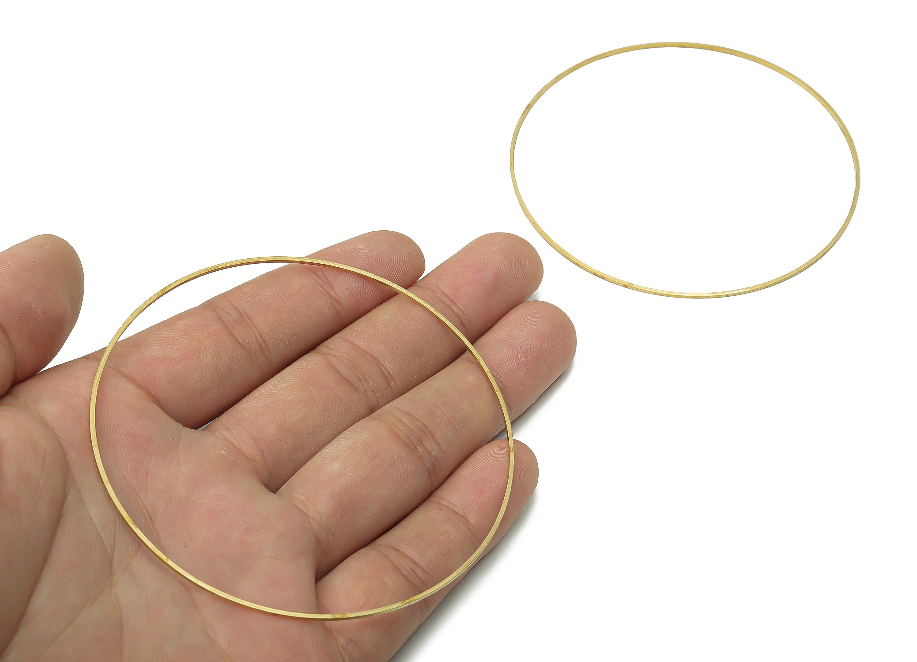 Brass Circle Connector - Raw Brass Round Charm - Closed Ring - Earring Hoop Link - 80x1x1mm - PP4138-80 - DOMEDBAZAAR