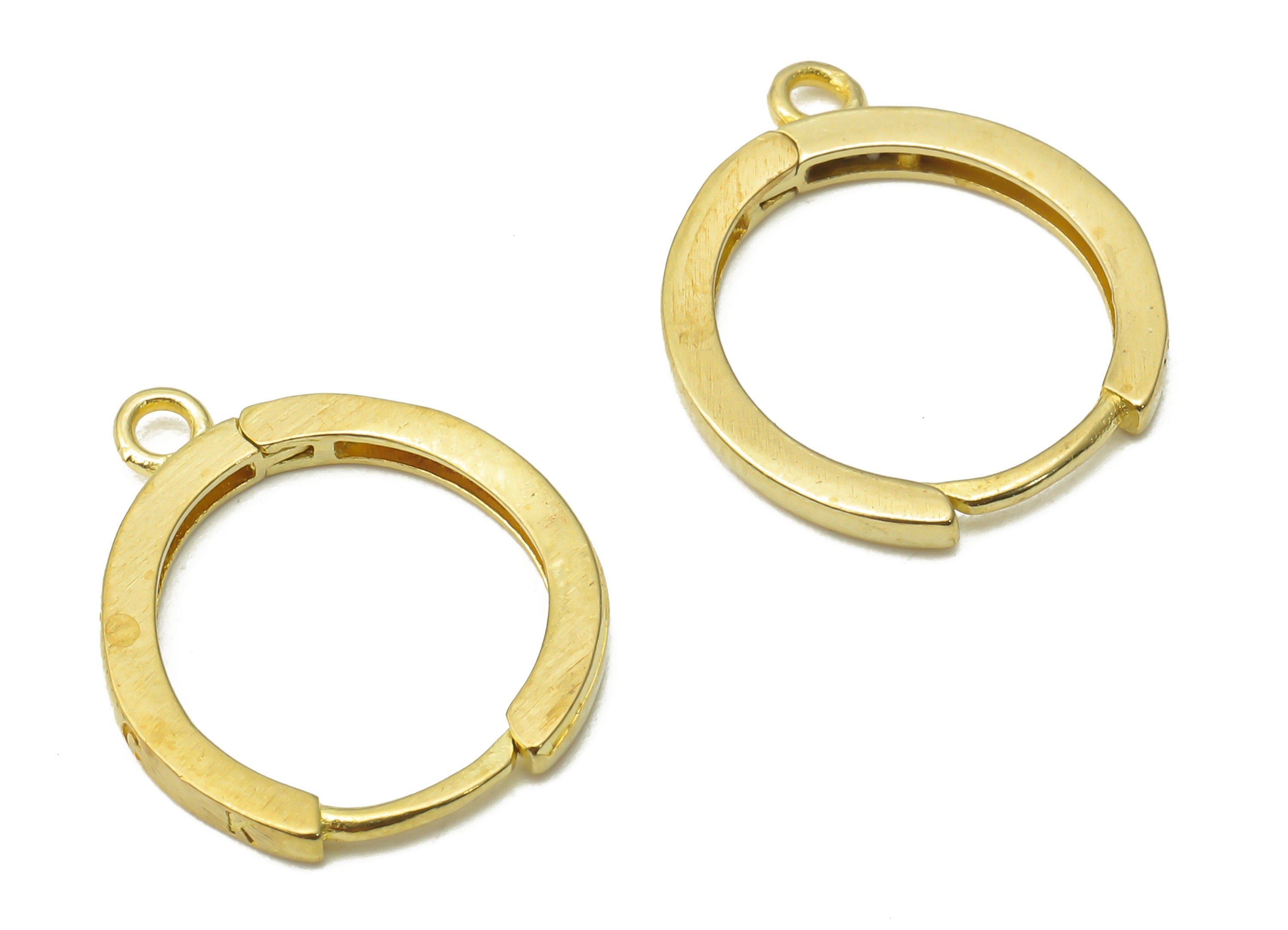 Brass Round Earrings Clasps - Raw Brass Circle Hoop Pendant - Brass Huggie Clasps - Brass Huggie Hoop Earrings - 16.67x13.8x1.46mm - PP7609 - DOMEDBAZAAR