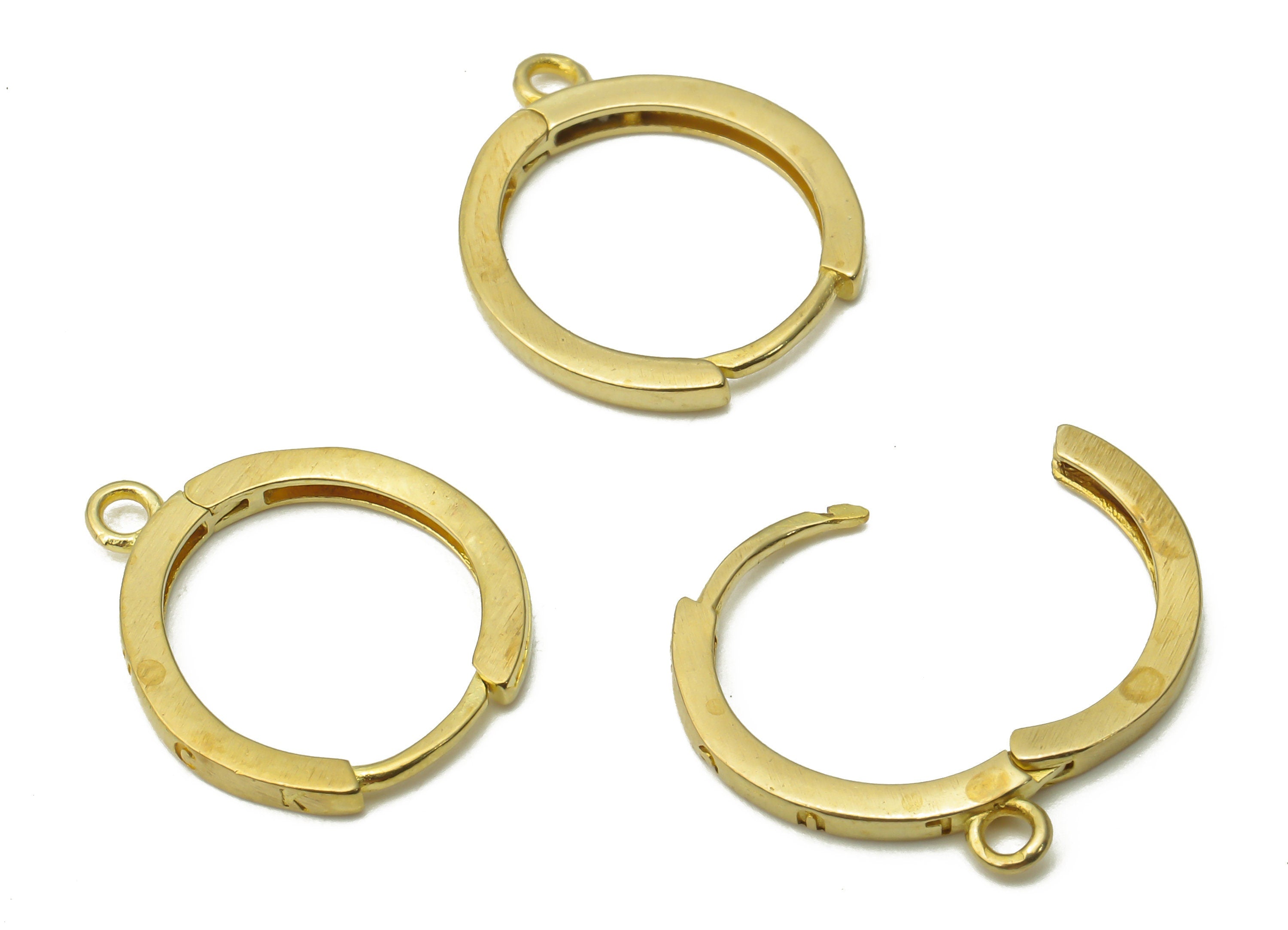Brass Round Earrings Clasps - Raw Brass Circle Hoop Pendant - Brass Huggie Clasps - Brass Huggie Hoop Earrings - 16.67x13.8x1.46mm - PP7609 - DOMEDBAZAAR
