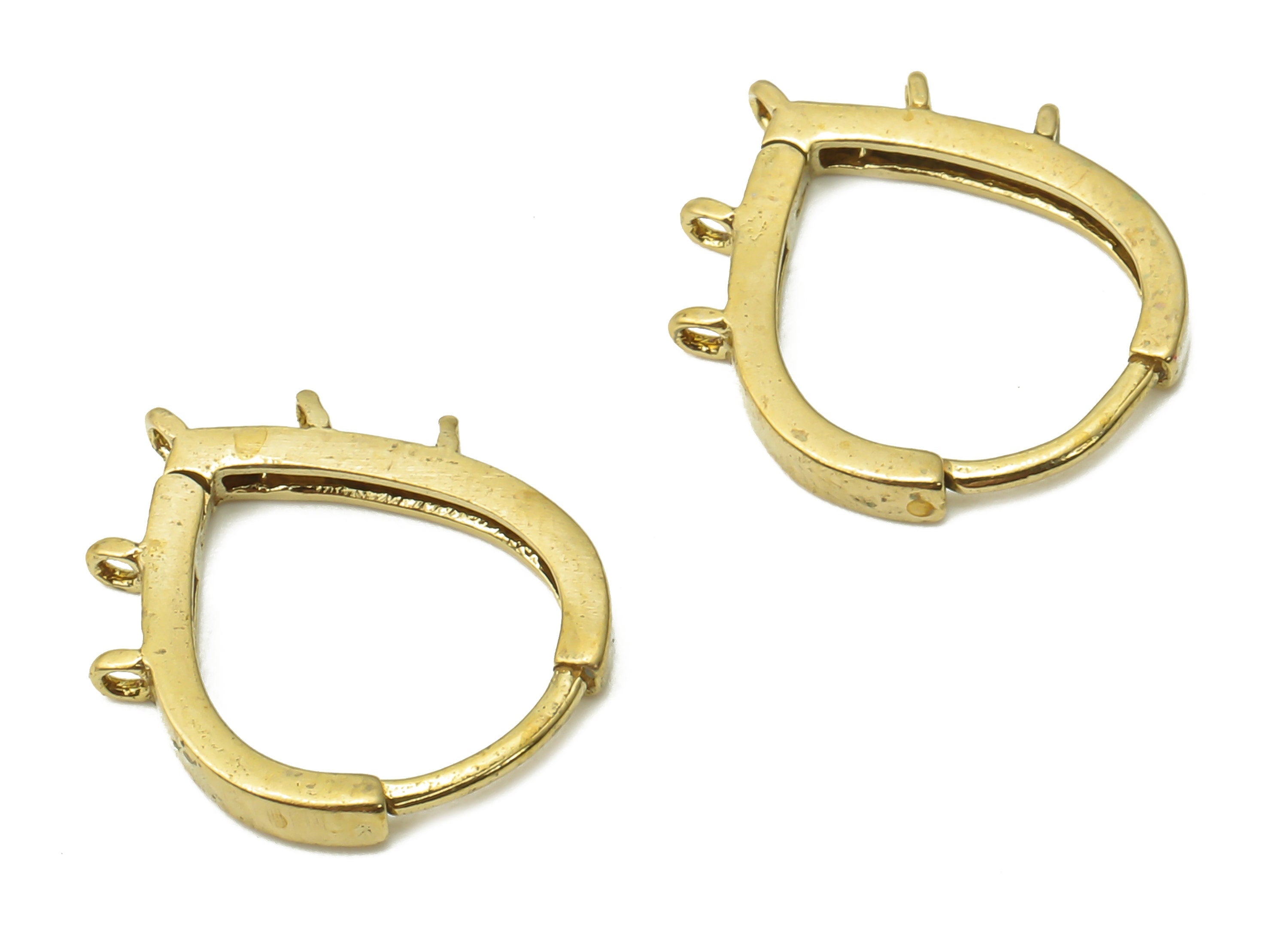 Brass Drop Hoop Earrings Clasps - Raw Brass Drop Huggie Hoop Earrings - 5 Loops -Brass Hoop Earring Clasp - 14.2x11.85x1.6mm - PP7614 - DOMEDBAZAAR