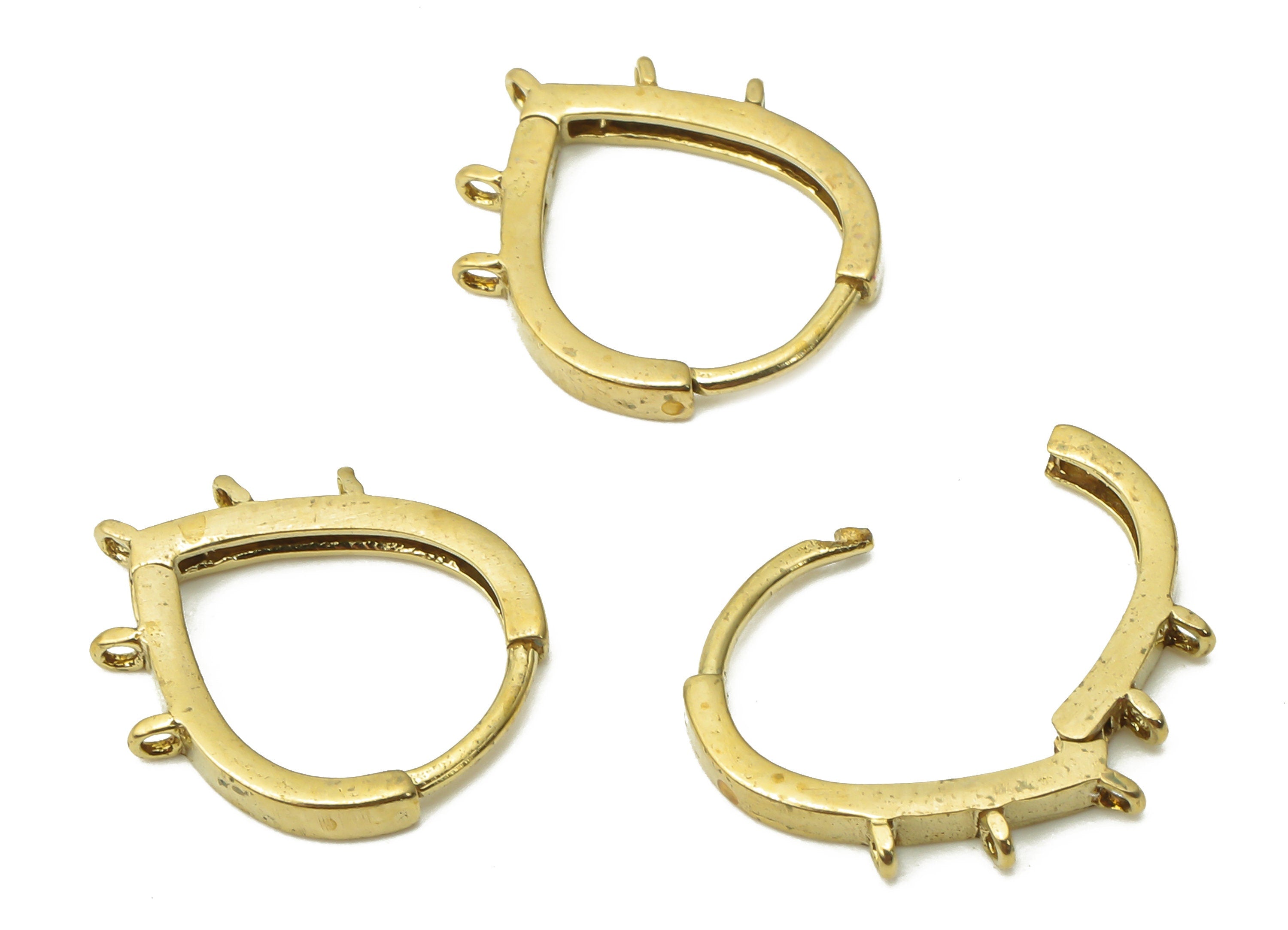 Brass Drop Hoop Earrings Clasps - Raw Brass Drop Huggie Hoop Earrings - 5 Loops -Brass Hoop Earring Clasp - 14.2x11.85x1.6mm - PP7614 - DOMEDBAZAAR