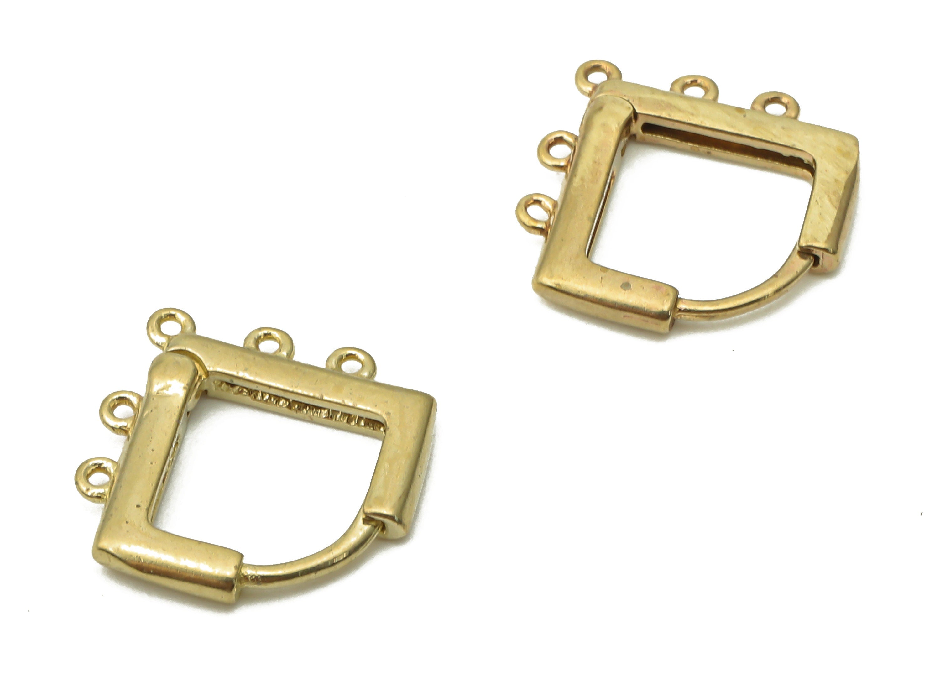 Brass Diamond Huggie Earrings Clasps - Raw Brass Huggie Hoop Earrings - Brass Earring Clasps With 5 Loops - 13.58x12.48x1.58mm - PP7619 - DOMEDBAZAAR