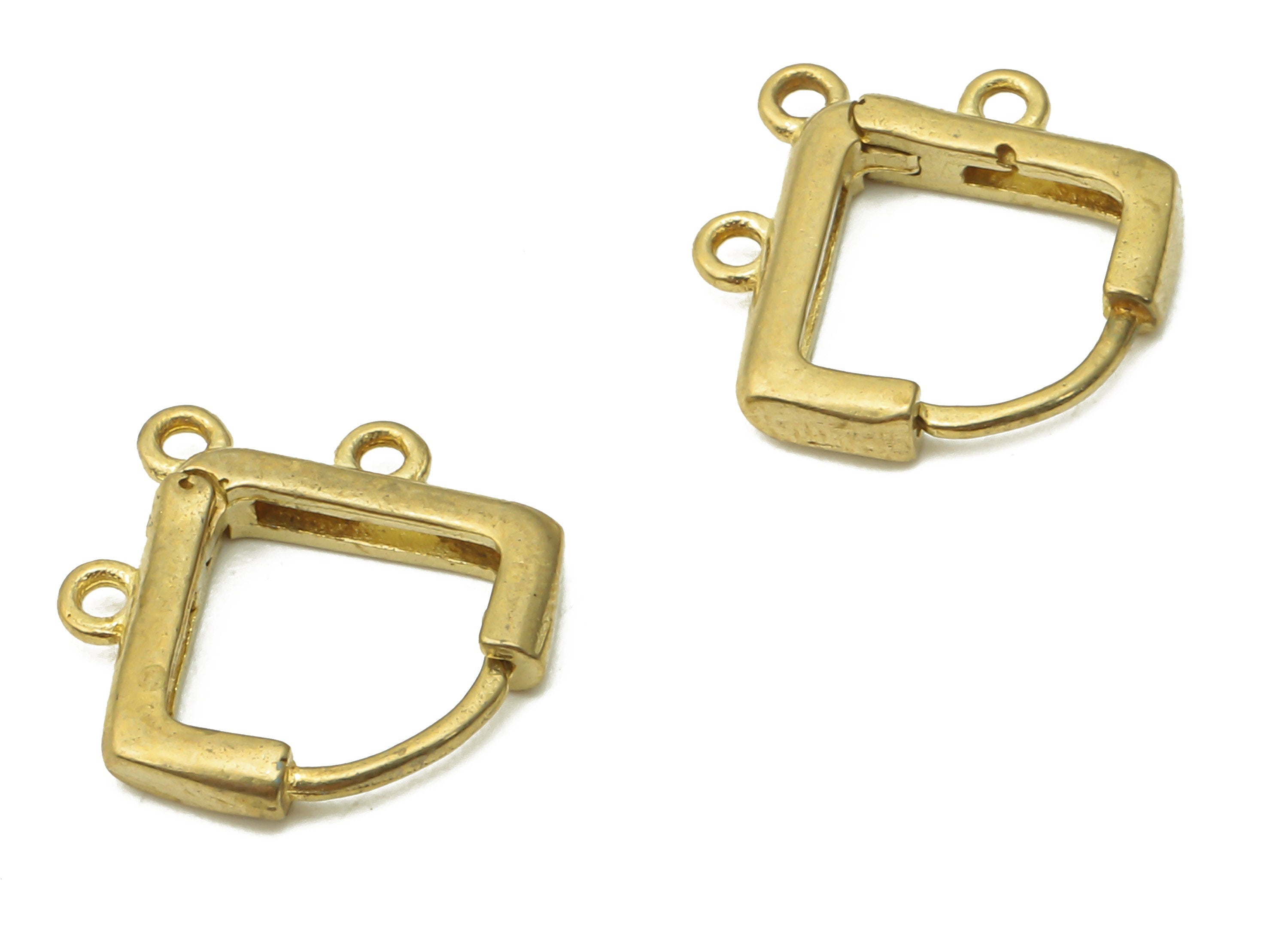 Brass Multi Hole Earring Clasps - Raw Brass Hoop Clasps - Brass Diamond Earrings - Brass Clasps With 3 Loops - 13.66x13.5x2.21mm - PP7620 - DOMEDBAZAAR