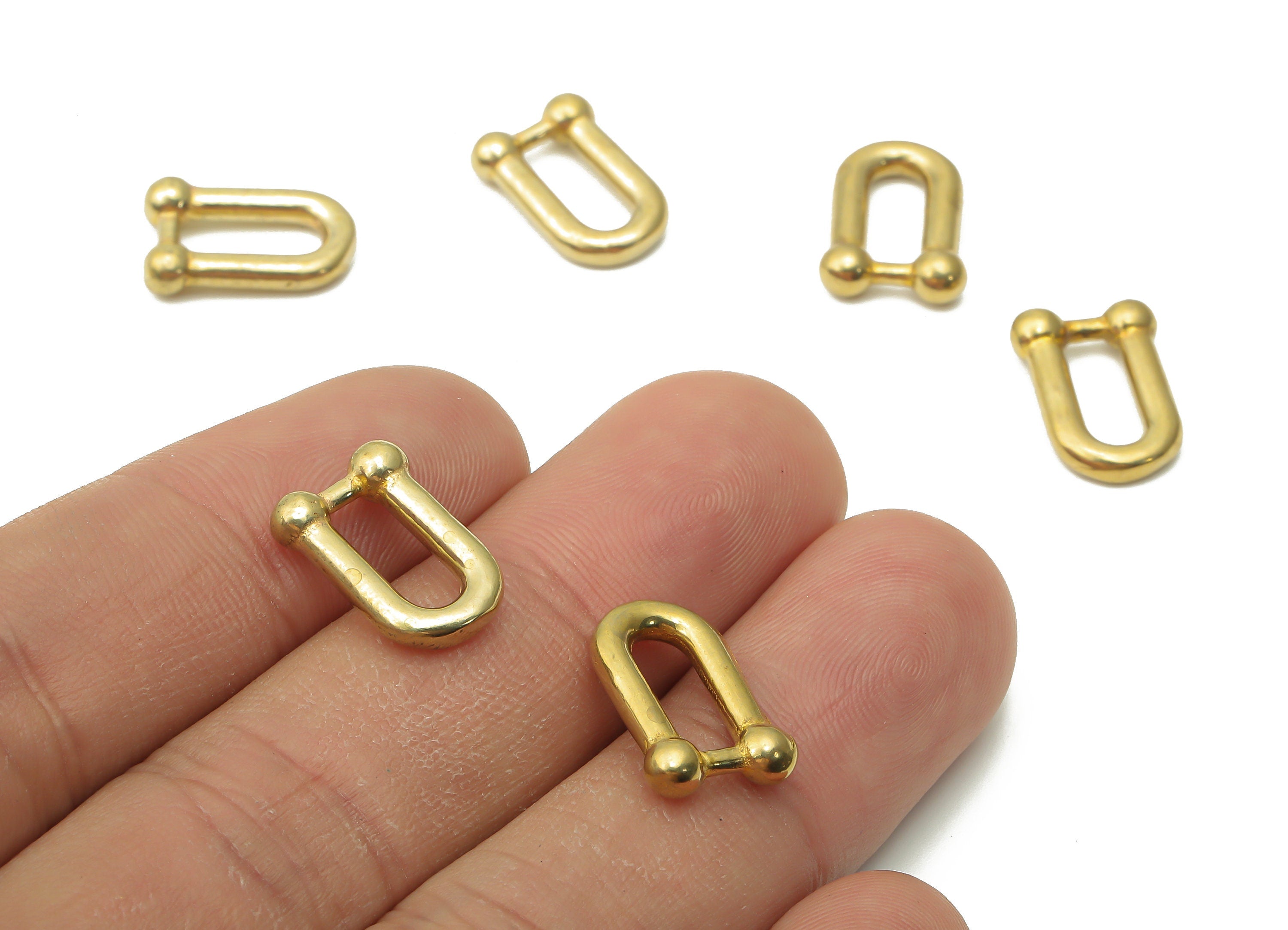 Brass U Link Earrings Charm - Raw Brass Hoop Earrings - Geometric Earrings - Brass U Shaped Hoop Earrings - 15.15x10.4x3.8mm - PP7645 - DOMEDBAZAAR