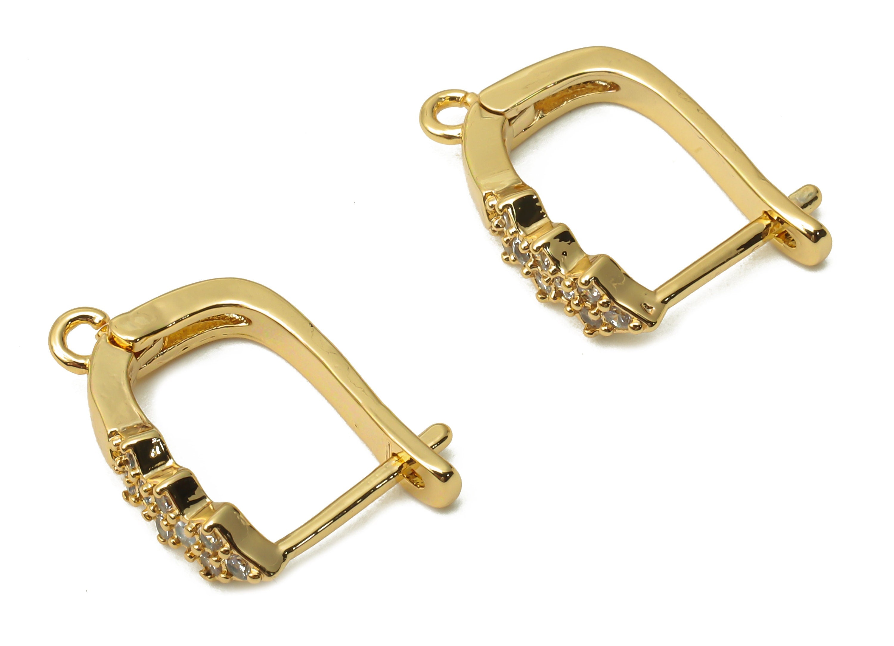 Brass Earring Clasps With Loop - Brass Earrings Stud - Brass Earrings Clasps - 18K Real Gold Tone Plated - 16.8x13.16x1.96mm - RGP4755 - DOMEDBAZAAR