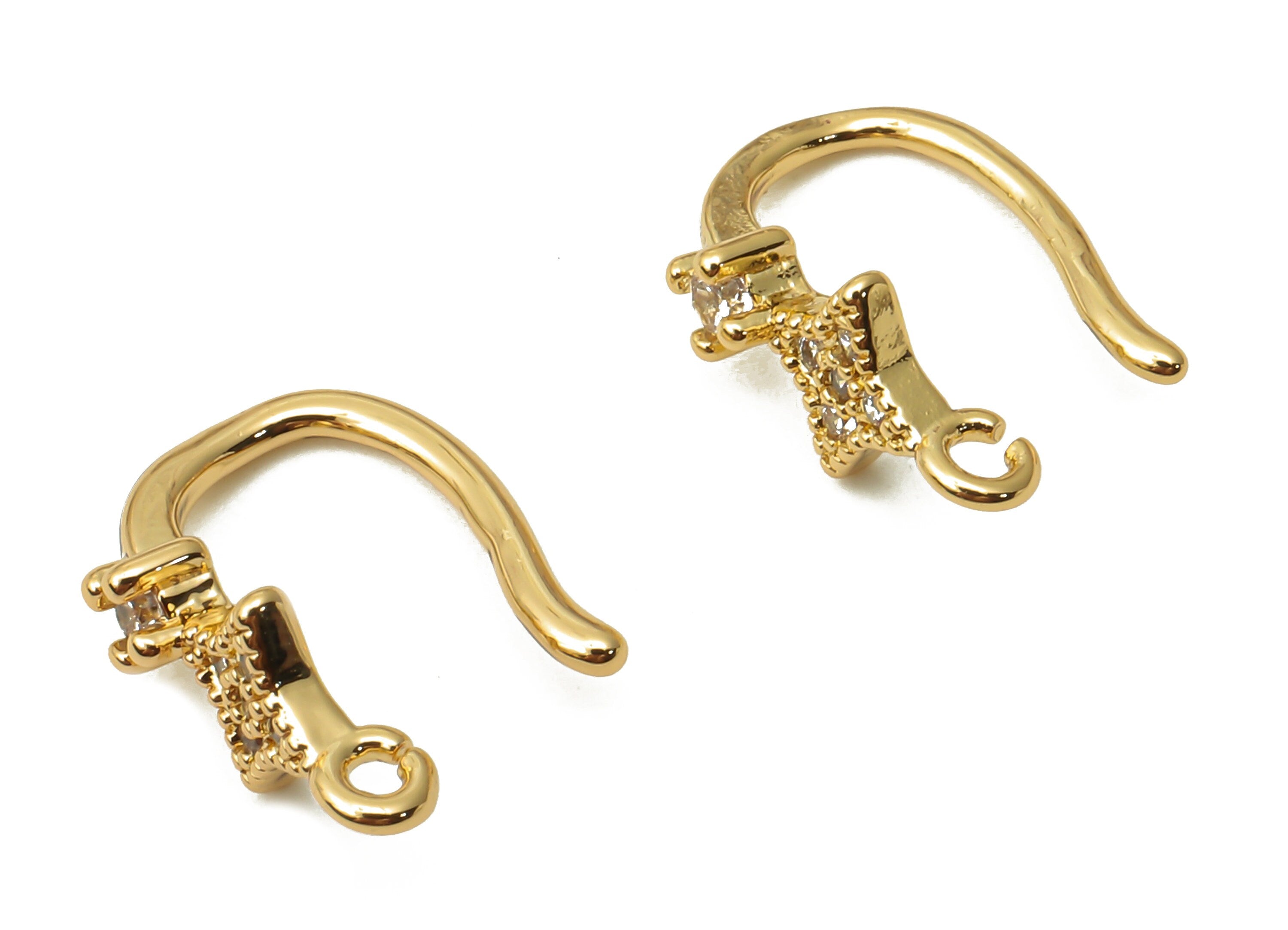 Brass Star Earrings Wire with Loop - Gold Plated Brass Earring Wire With Hook - 18K Real Gold Tone Plated -13.78x10.48x1.43mm - RGP4760 - DOMEDBAZAAR