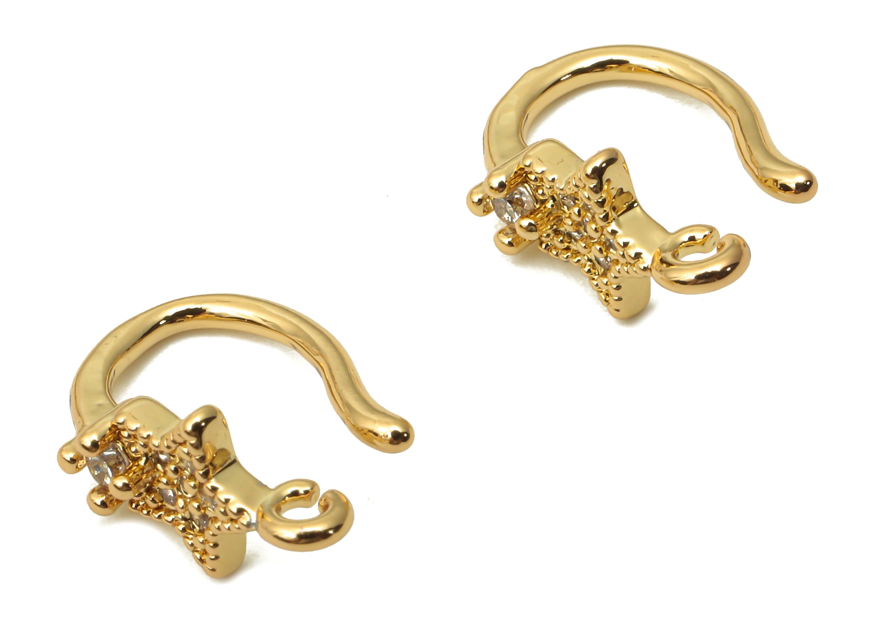 Brass Star Earrings Hooks With Loop - Brass Earring Wire - Gold Plated Earring - 18K Real Gold Tone Plated - 13.77x10.58x1.38mm - RGP4767 - DOMEDBAZAAR