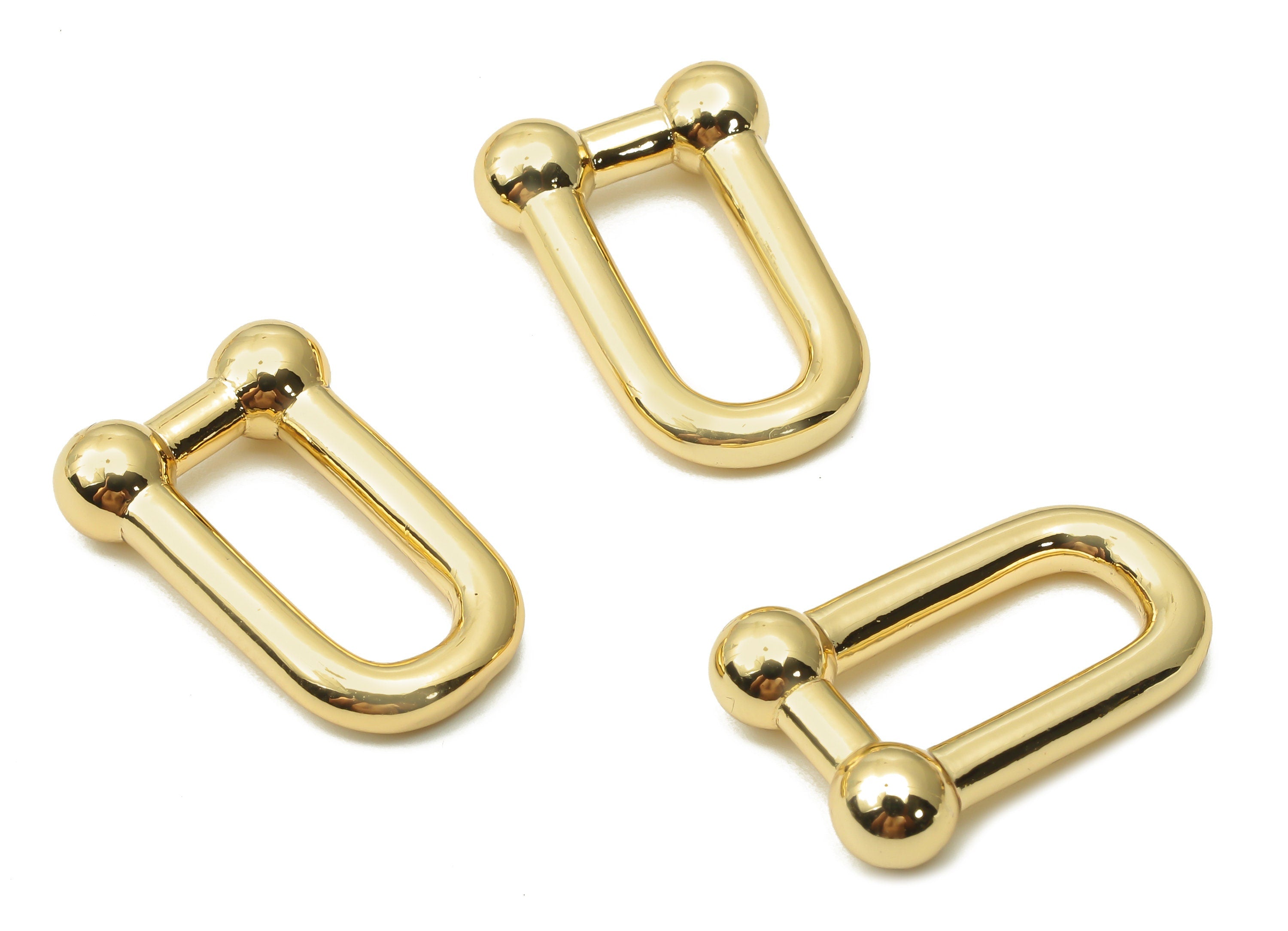Brass U Link Earring Charm – Brass Thick U Hoop Earrings - Horsehoe Earrings - 18K Real Gold Plated - 22.57x15.17x5.43mm - RGP4789 - DOMEDBAZAAR