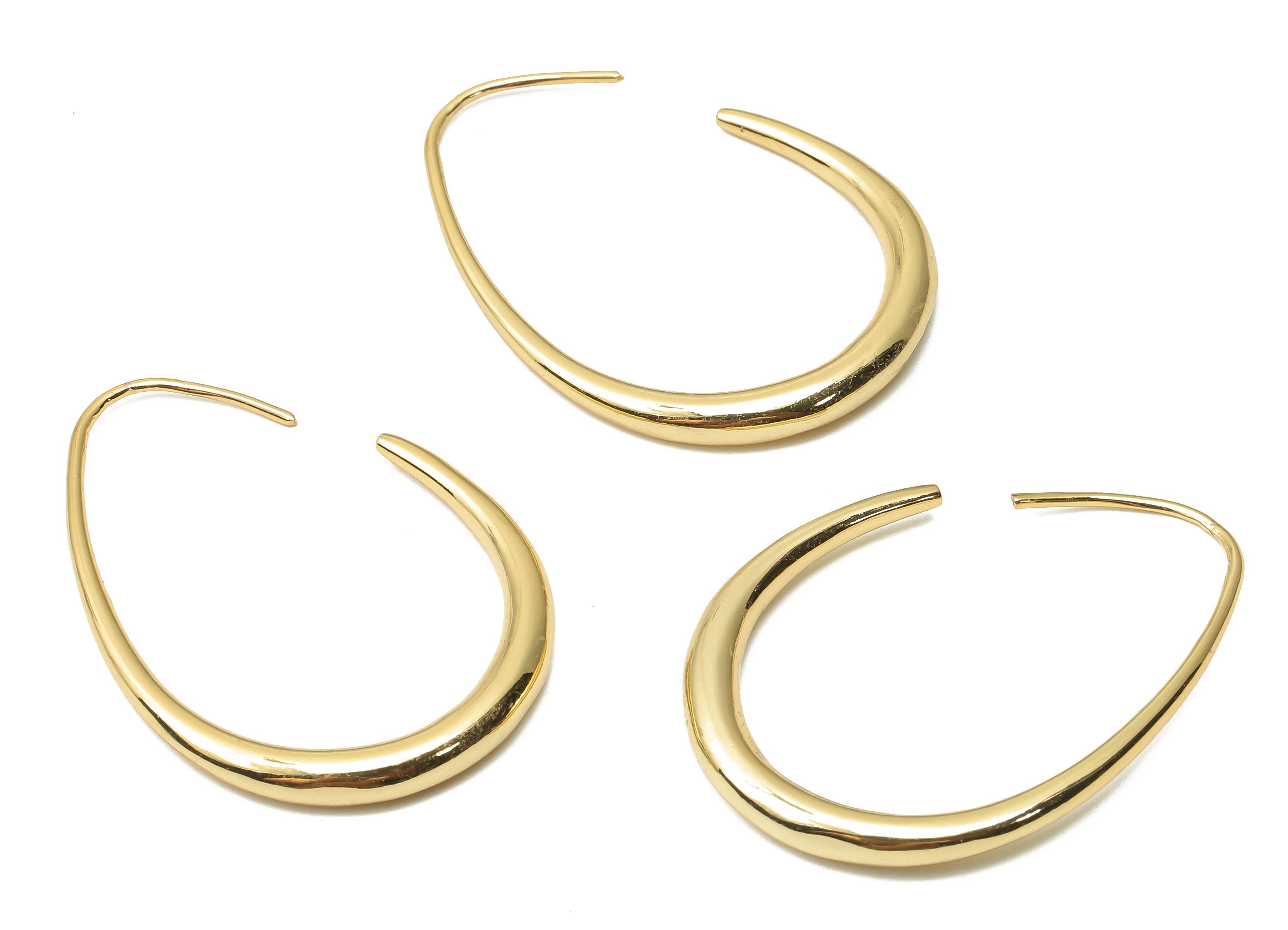 Brass Drop Hoop Earrings - Brass Hoops With Wire - Brass Teardrop Hoop Earrings - 18K Real Gold Plated Brass - 38.24x28.46x3.74mm - RGP4790 - DOMEDBAZAAR