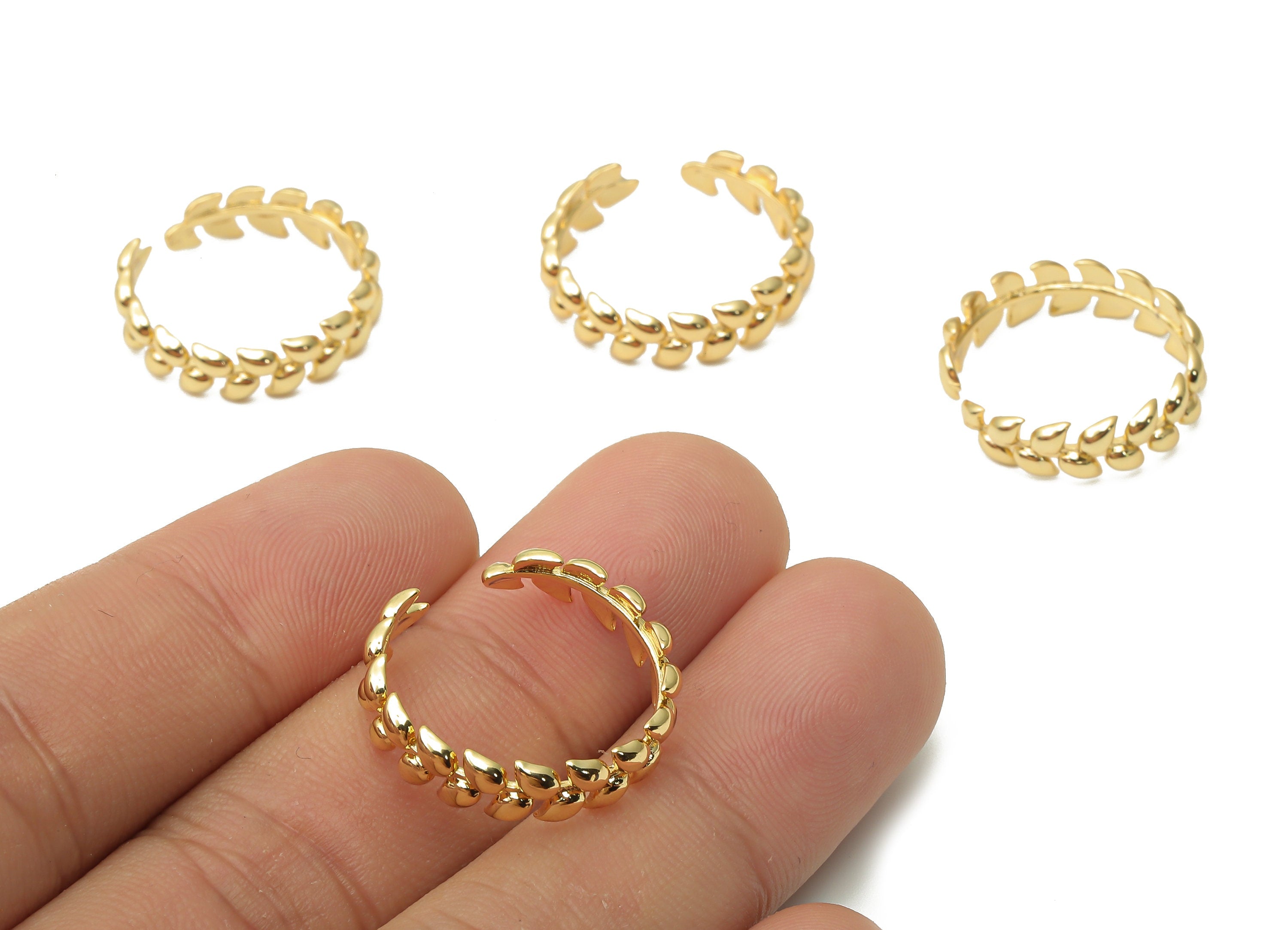 Brass Open Leaf Hoop Charm - Brass Leaf Ring Branch Hoop - Brass Circle Open Ring - 18K Real Gold Plated - 20.93x20.93x1.55mm - RGP4791 - DOMEDBAZAAR