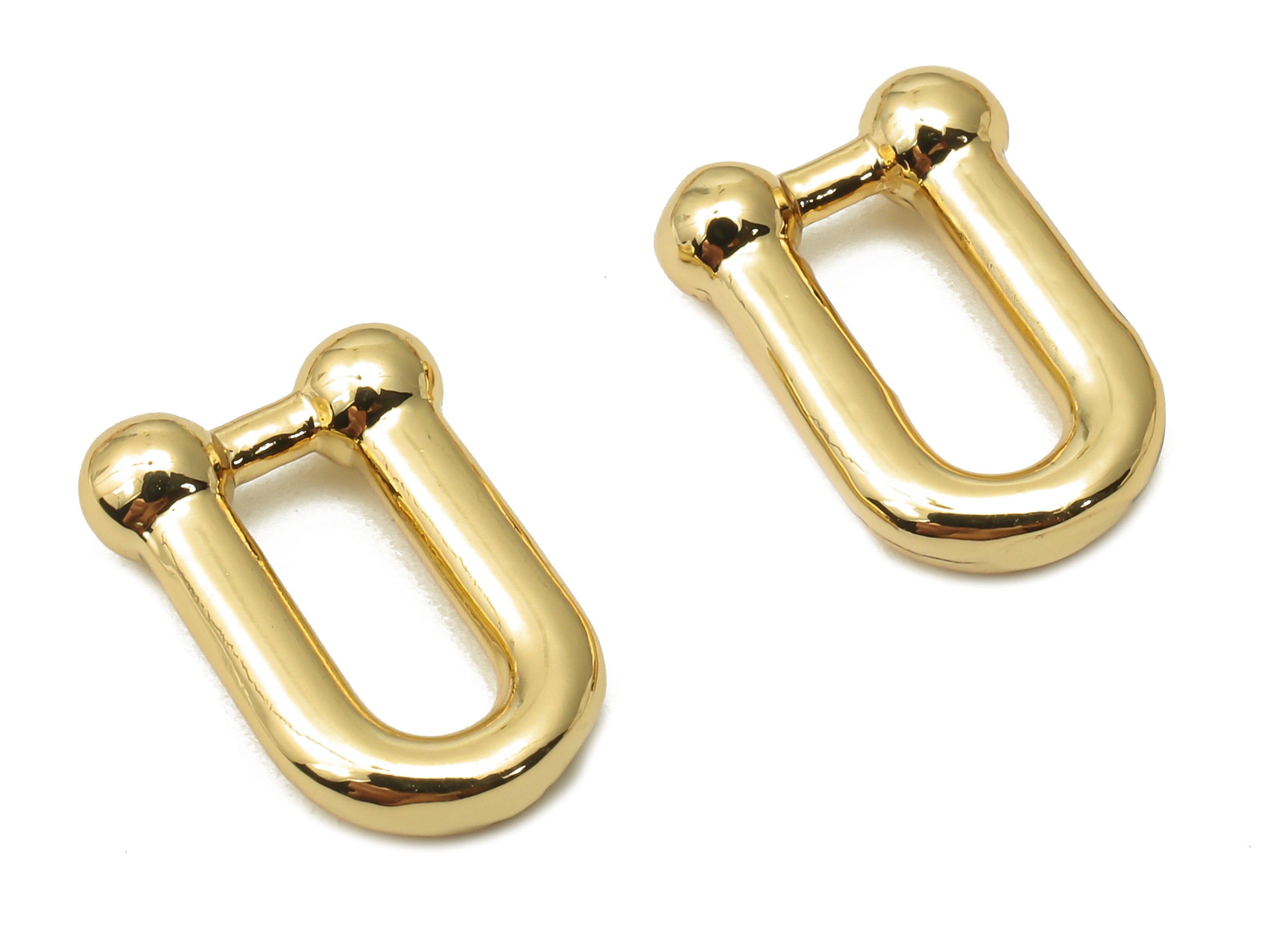 Brass U Link Earring Charm – Brass Thick U Hoop Earrings - Brass Horsehoe Earrings - 18K Real Gold Plated  - 15.15x10.4x3.8mm - RGP4792 - DOMEDBAZAAR