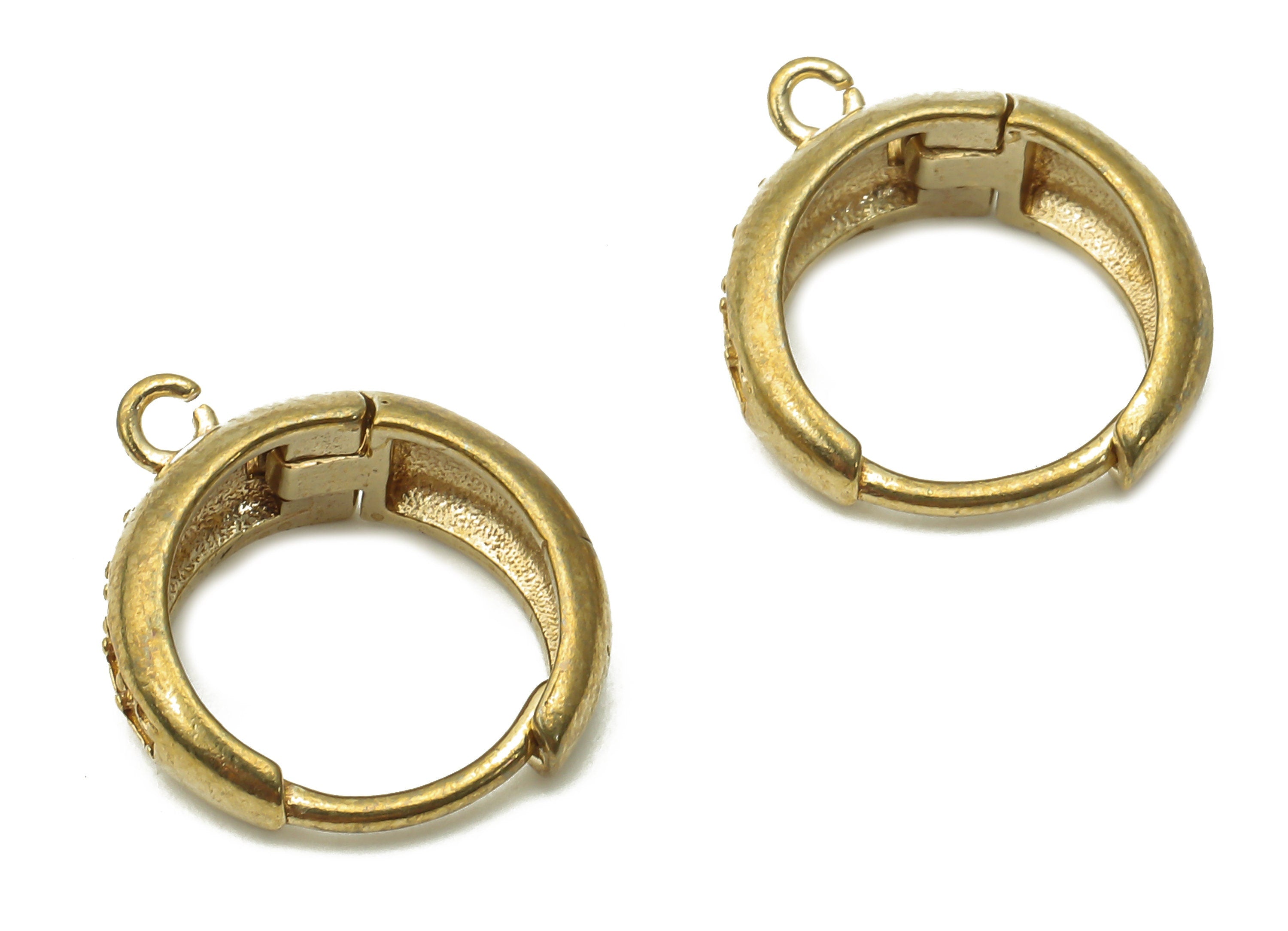 Brass Circle Earring Clasps - Raw Brass Round Huggie Hoop Earring With Loop - Brass Round Huggie Thick Hoop Clasp - 15.7x14.2x1.9mm - PP7716 - DOMEDBAZAAR