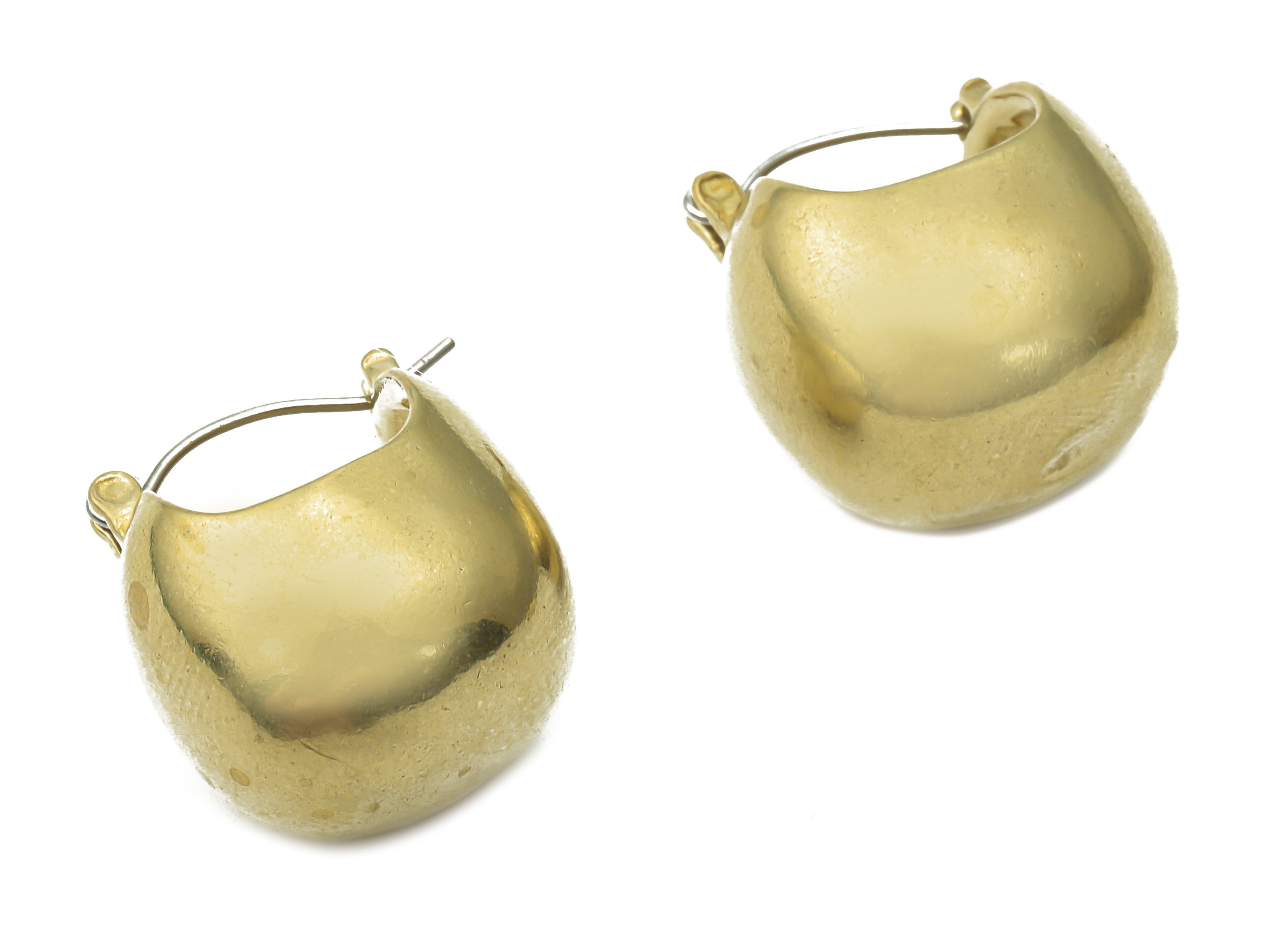 Brass Earrings Clasps - Raw Brass Basket Bag Earrings - Stainless Steel Stud - Raw Brass Clasps - 20.4x19.1x1.15mm - PP7725 - DOMEDBAZAAR