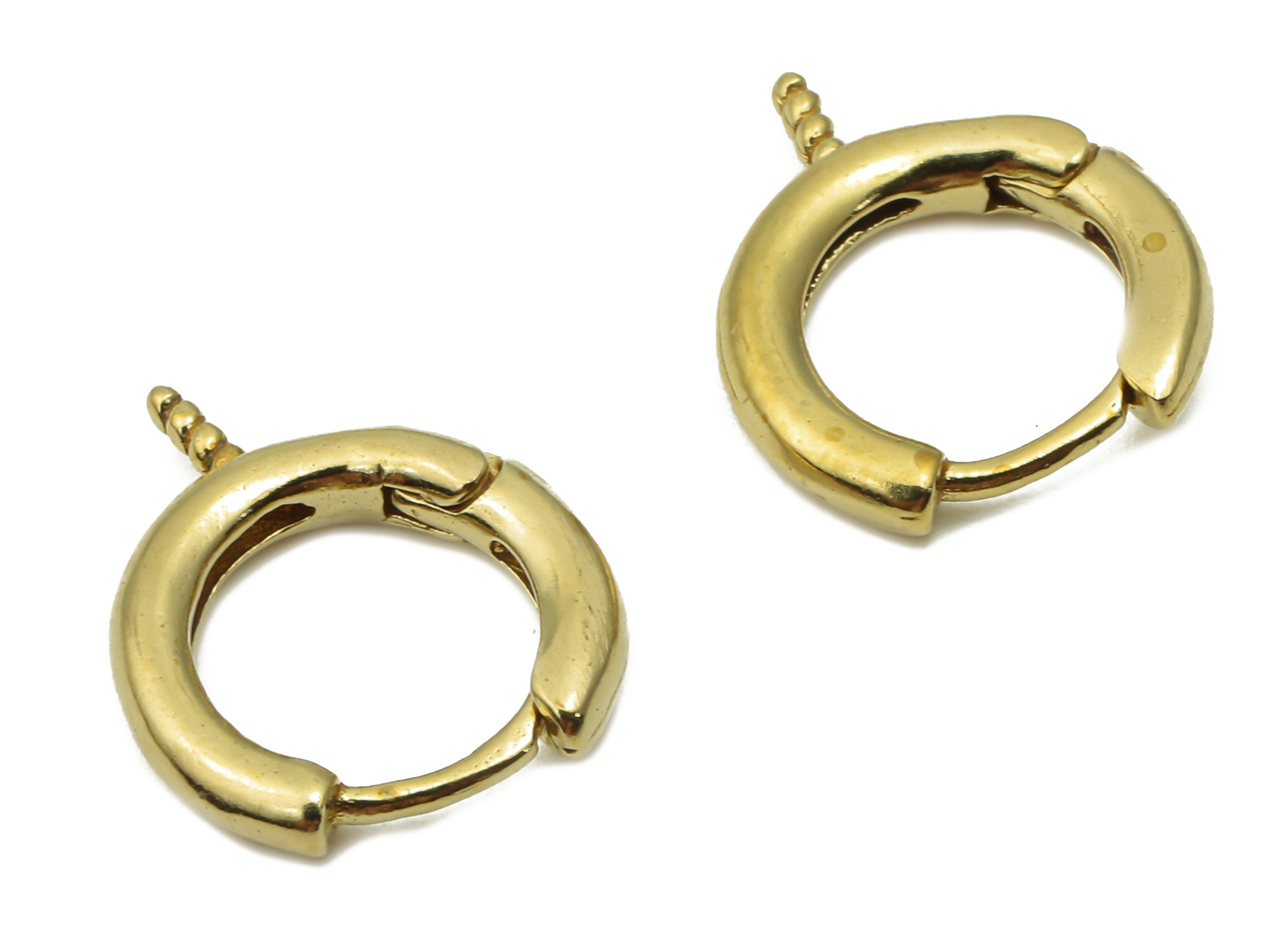 Brass Round Earring Hoop - Raw Brass Circle Huggie Earrings - Brass Circle Thick Hoop Clasps - For Pearl Clasps - 13.13x11.7x2.32mm - PP7737 - DOMEDBAZAAR